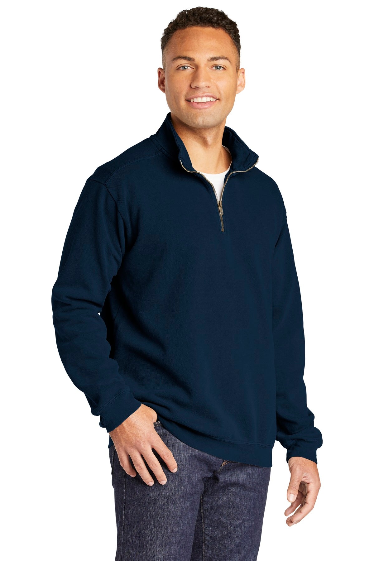 True Navy COMFORT COLORS Ring Spun 1/4-Zip Sweatshirt. 1580