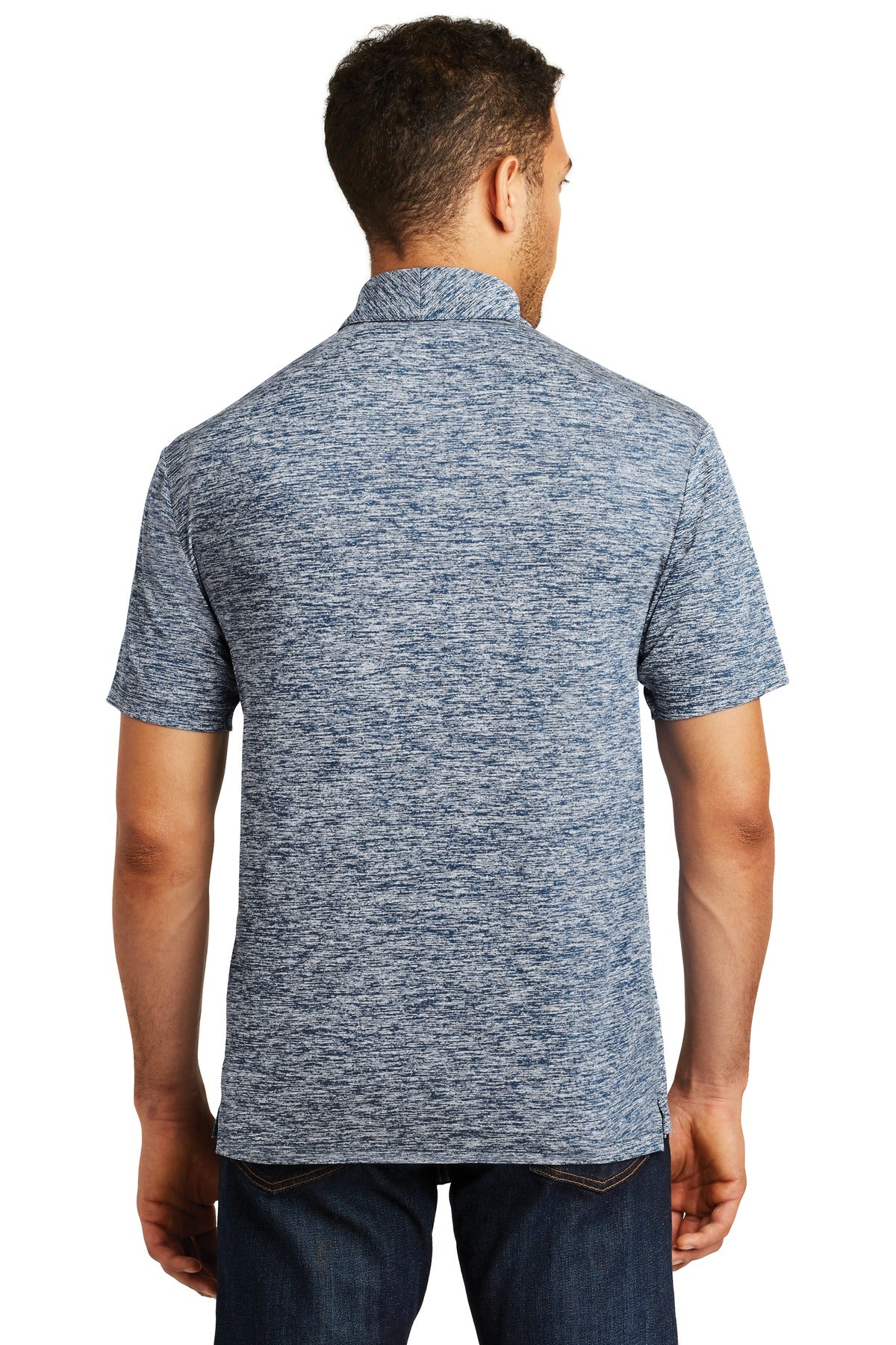 True Navy Elec Sport-Tek PosiCharge Electric Heather Polo. ST590