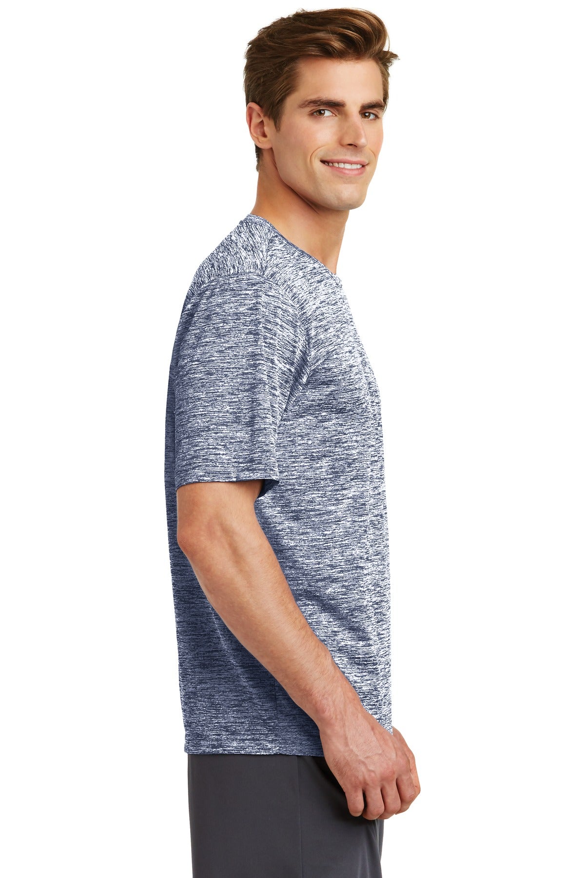True Navy Elec Sport-Tek PosiCharge Electric Heather Tee. ST390