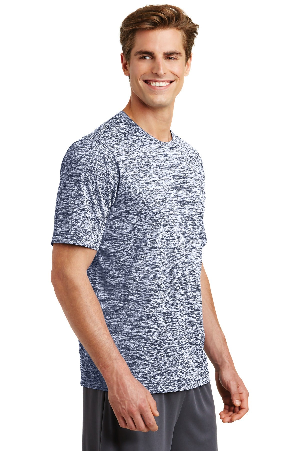 True Navy Elec Sport-Tek PosiCharge Electric Heather Tee. ST390