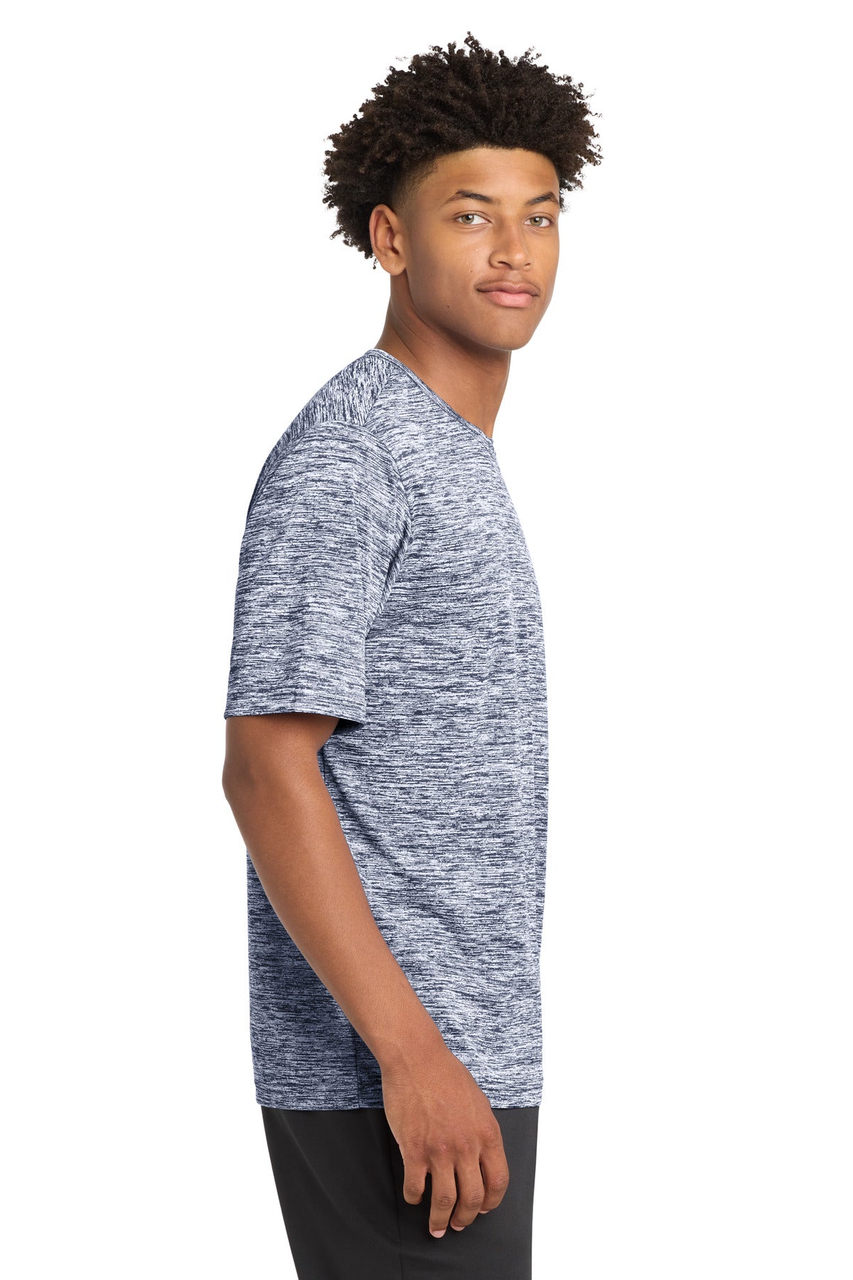 True Navy Elec Sport-Tek PosiCharge Electric Heather Tee. ST390