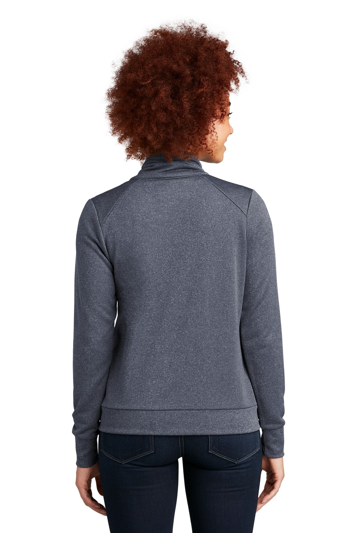 True Navy Hthr New Era Women's Performance Terry Full-Zip Cowl LNEA530