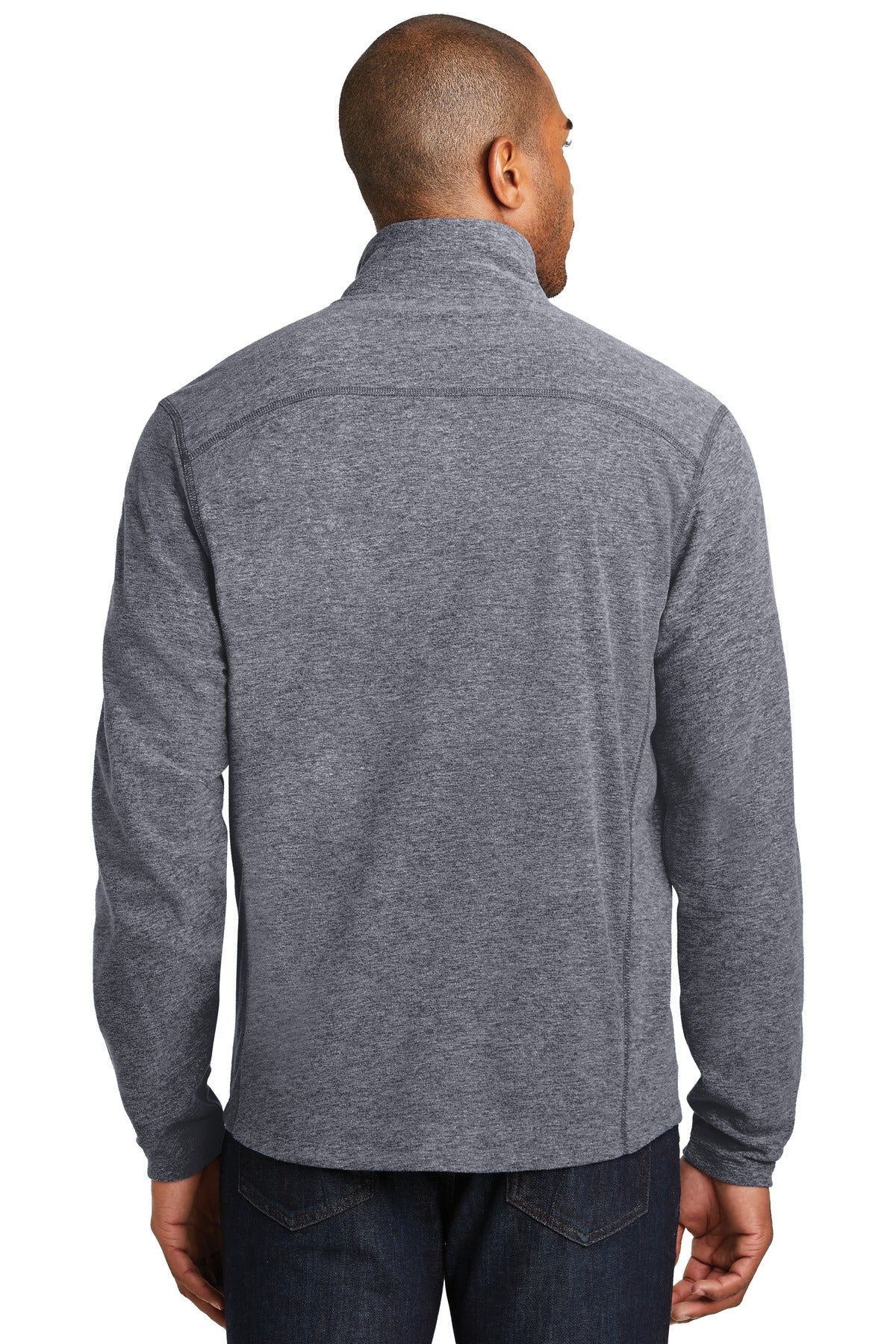 True Navy Hthr Port Authority Heather Microfleece Full-Zip Jacket. F235