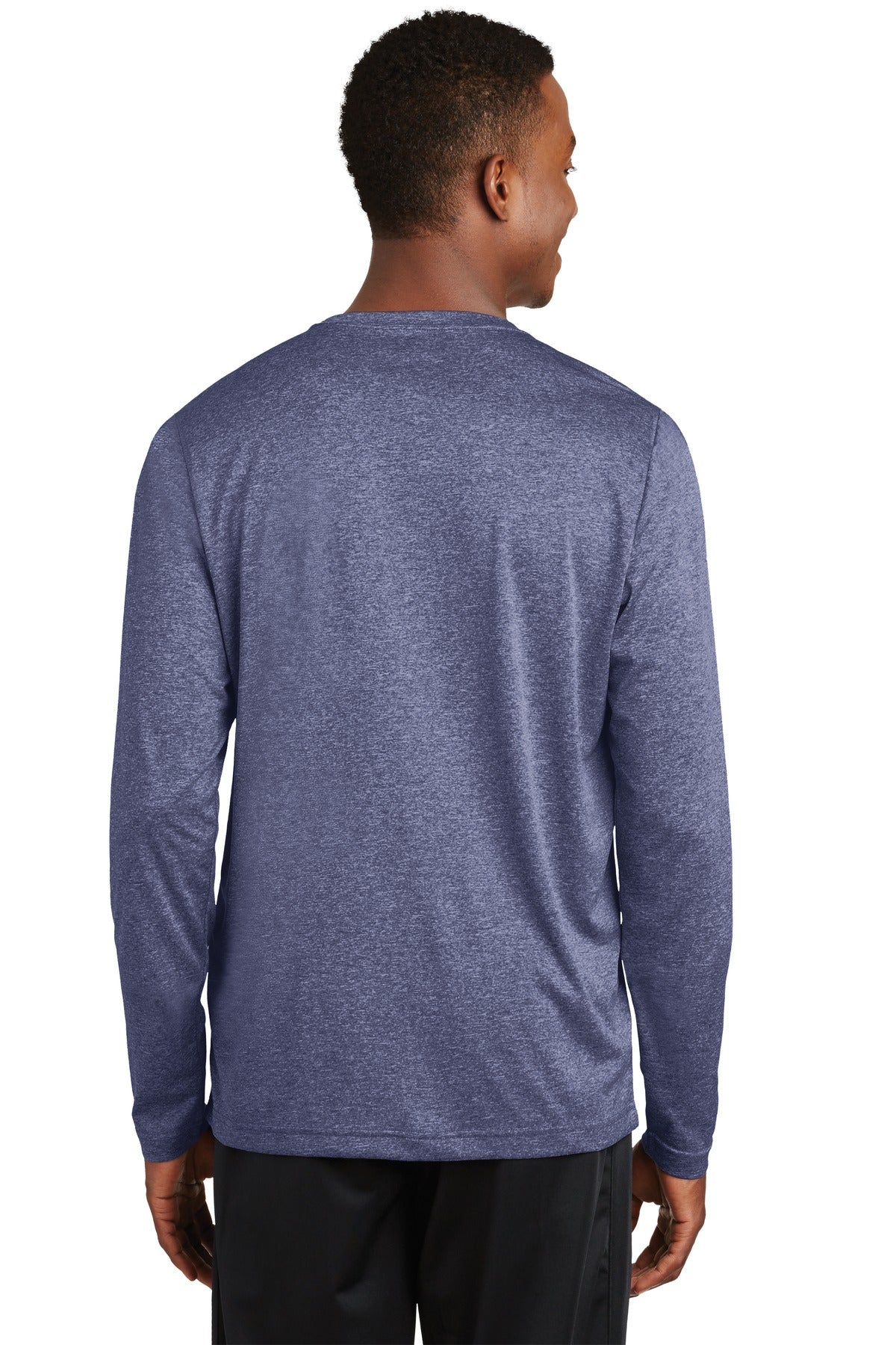 True Navy Hthr Sport-Tek Long Sleeve Heather Contender Tee. ST360LS