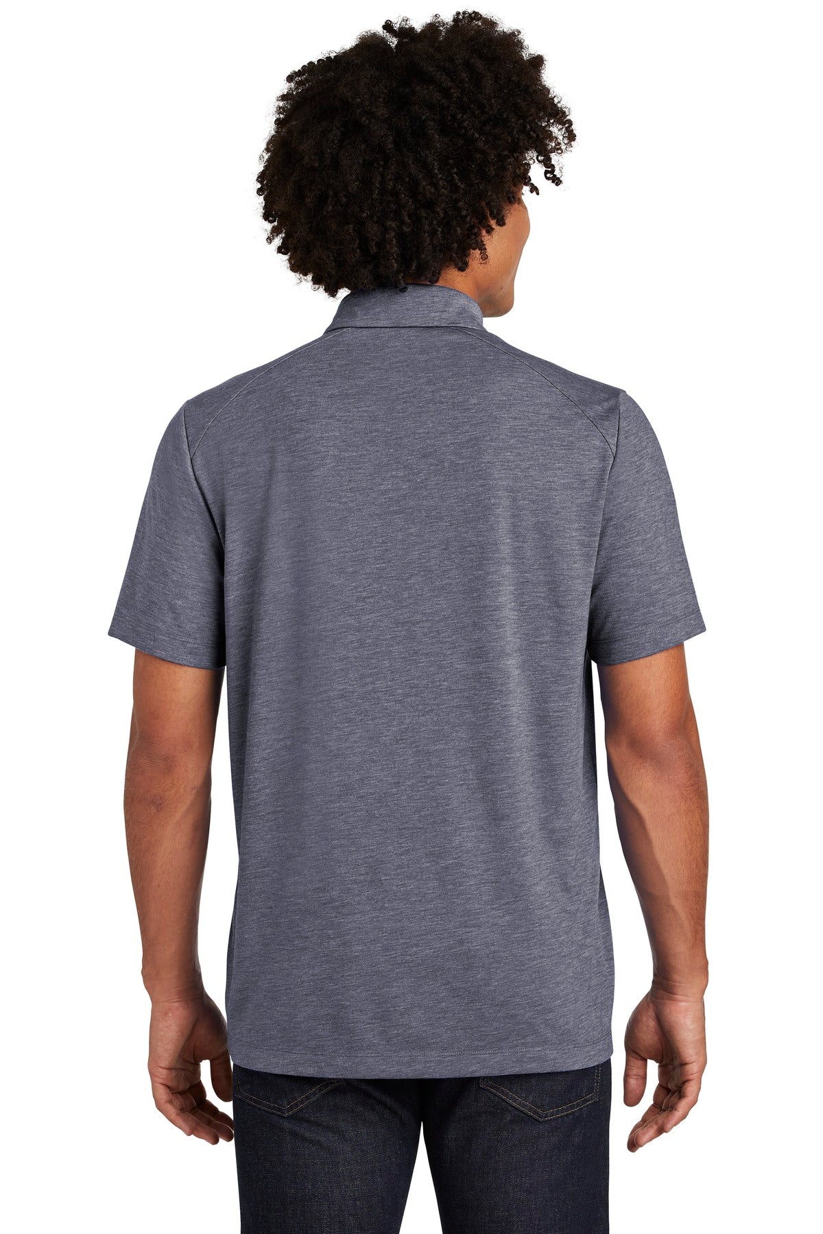 True Navy Hthr Sport-Tek PosiCharge Tri-Blend Wicking Polo. ST405