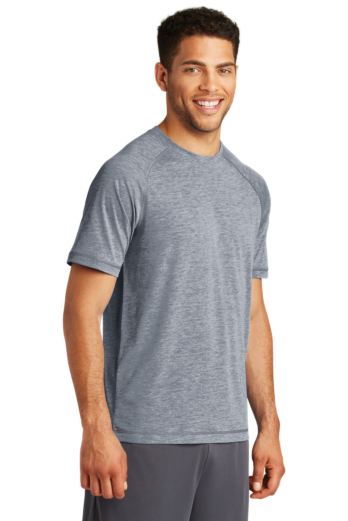 True Navy Hthr Sport-Tek PosiCharge Tri-Blend Wicking Raglan Tee. ST400