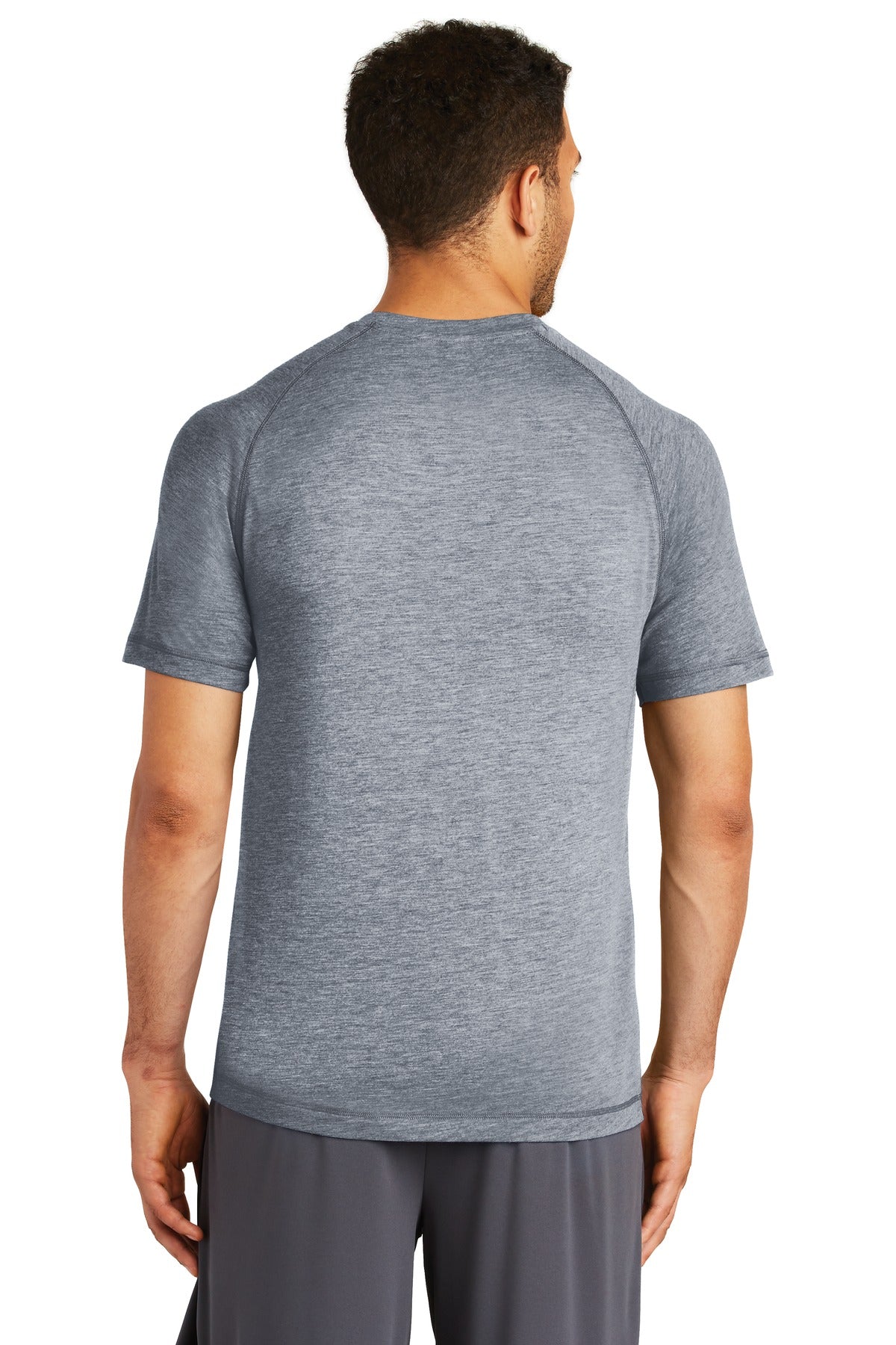 True Navy Hthr Sport-Tek PosiCharge Tri-Blend Wicking Raglan Tee. ST400