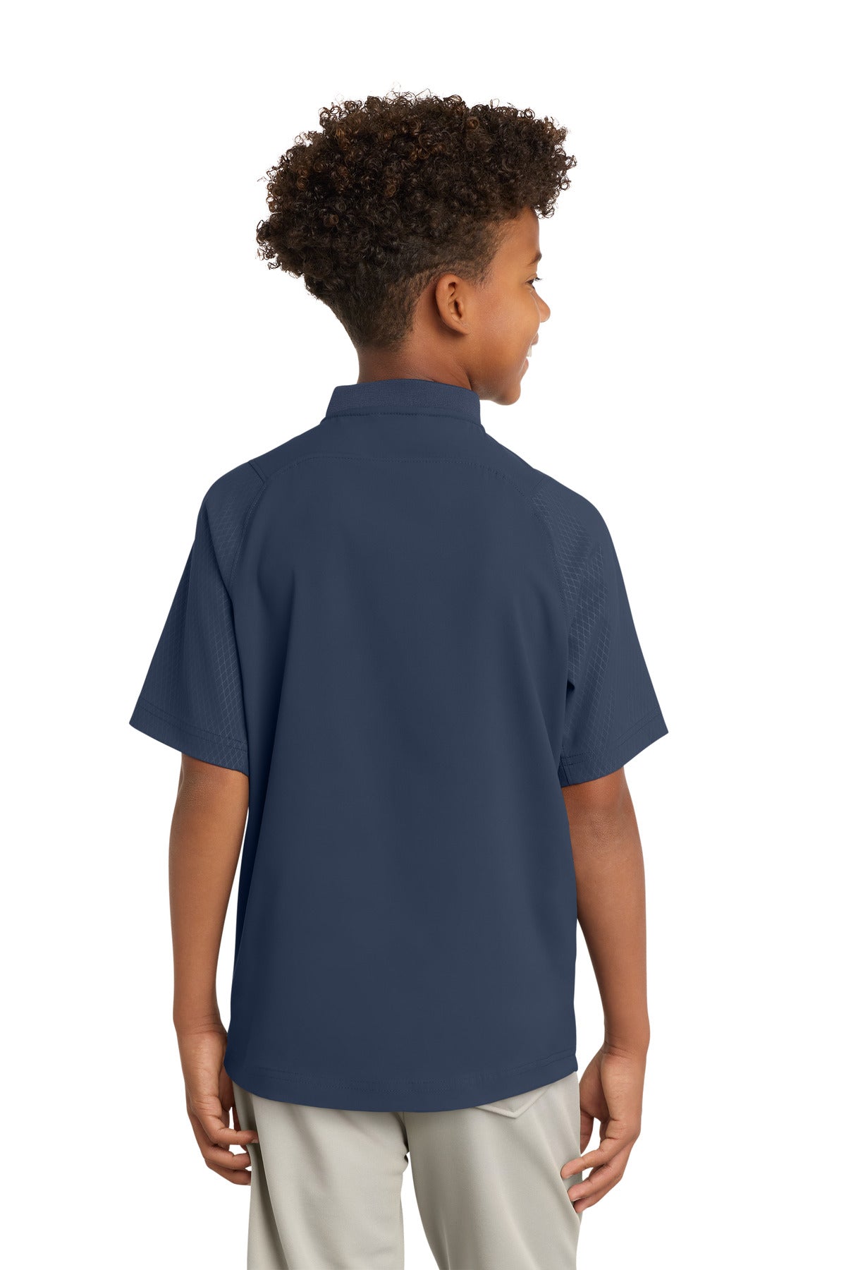True Navy New Era Youth Cage Short Sleeve 1/4-Zip Jacket. YNEA600