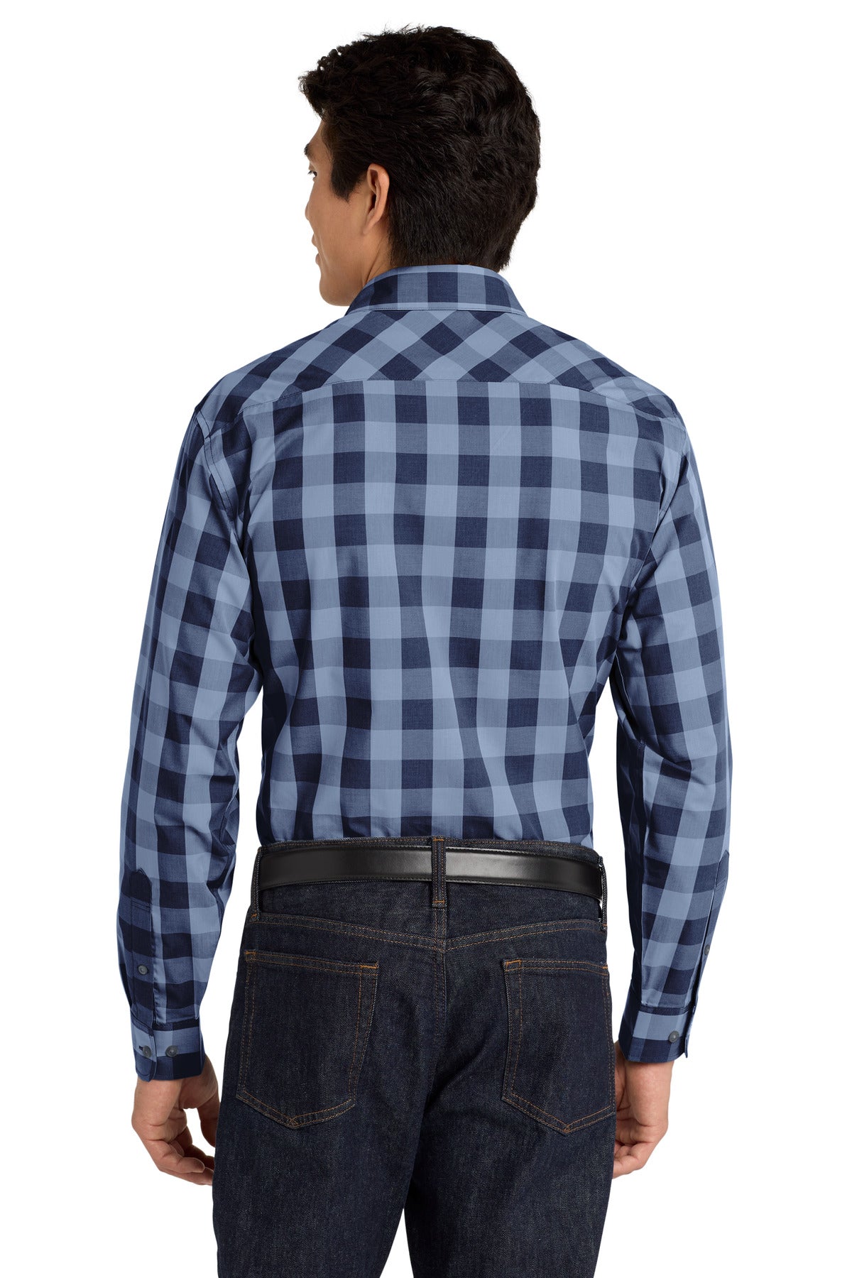 True Navy Port Authority Everyday Plaid Shirt. W670