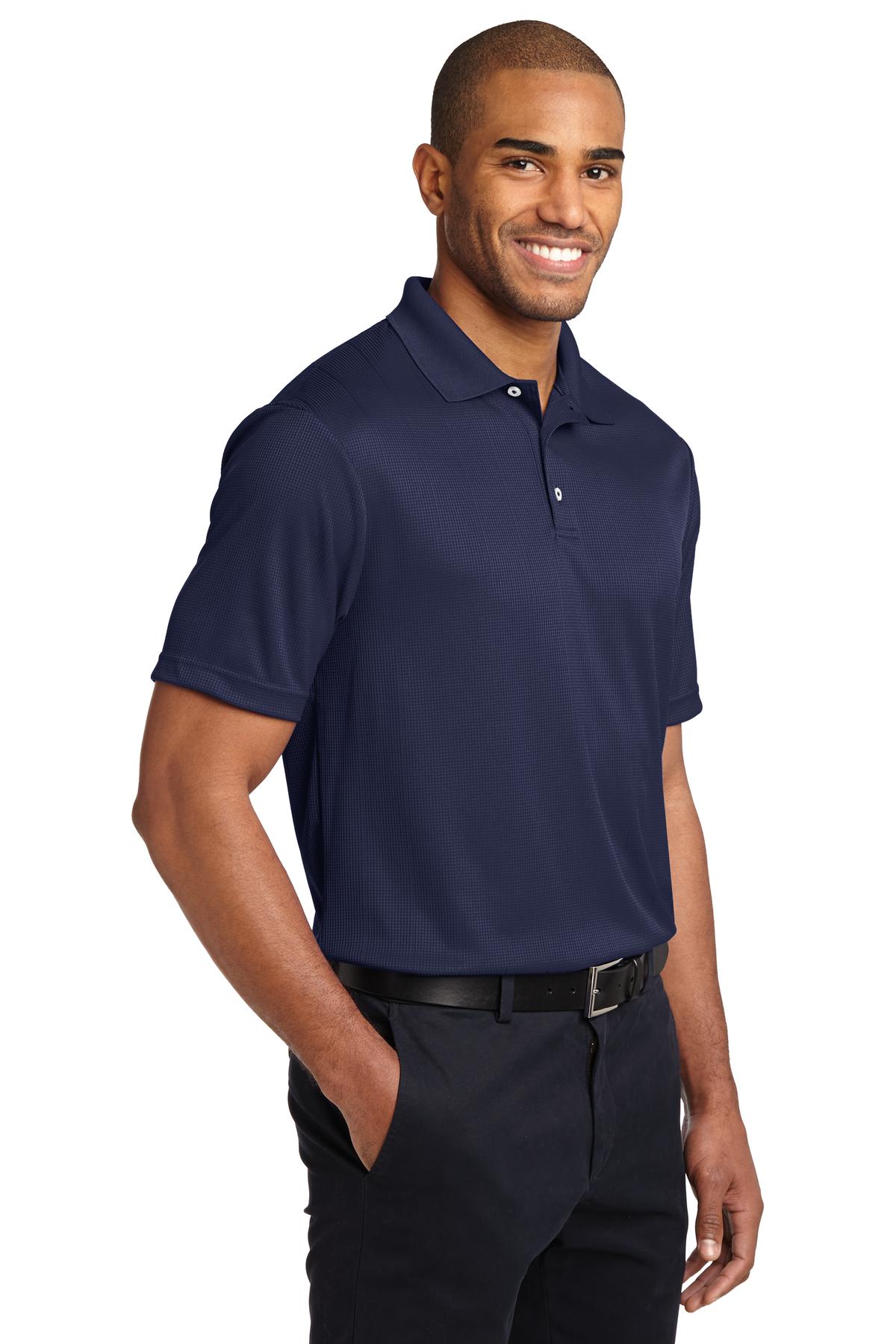 True Navy Port Authority Performance Fine Jacquard Polo. K528
