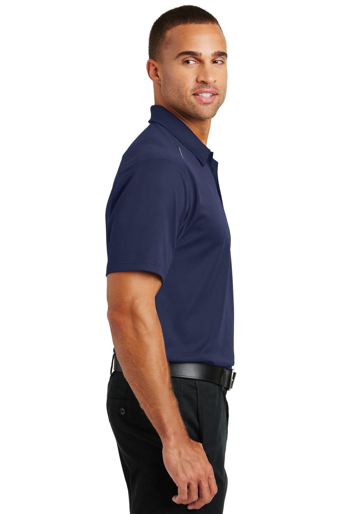 True Navy Port Authority Pinpoint Mesh Polo. K580