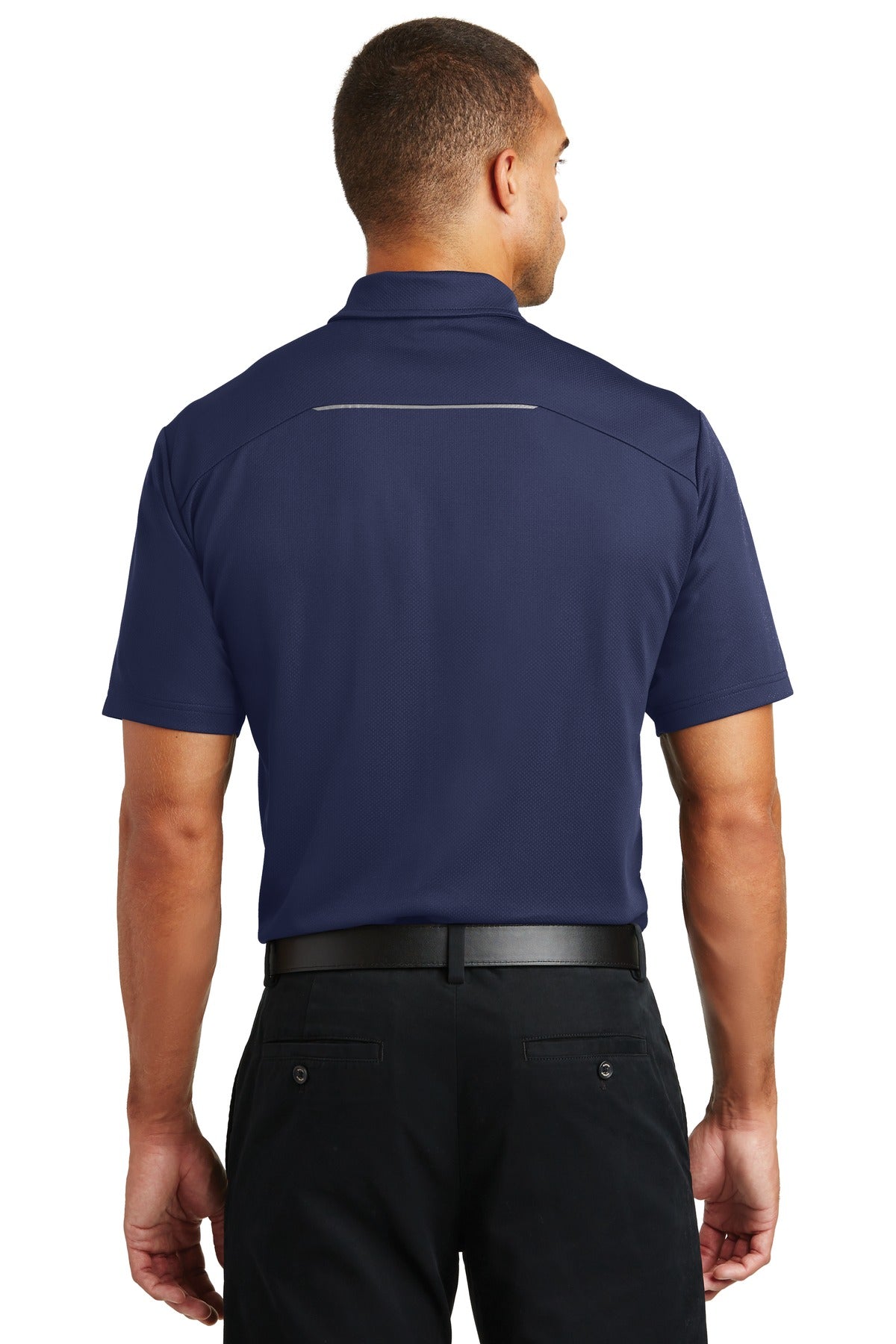 True Navy Port Authority Pinpoint Mesh Polo. K580