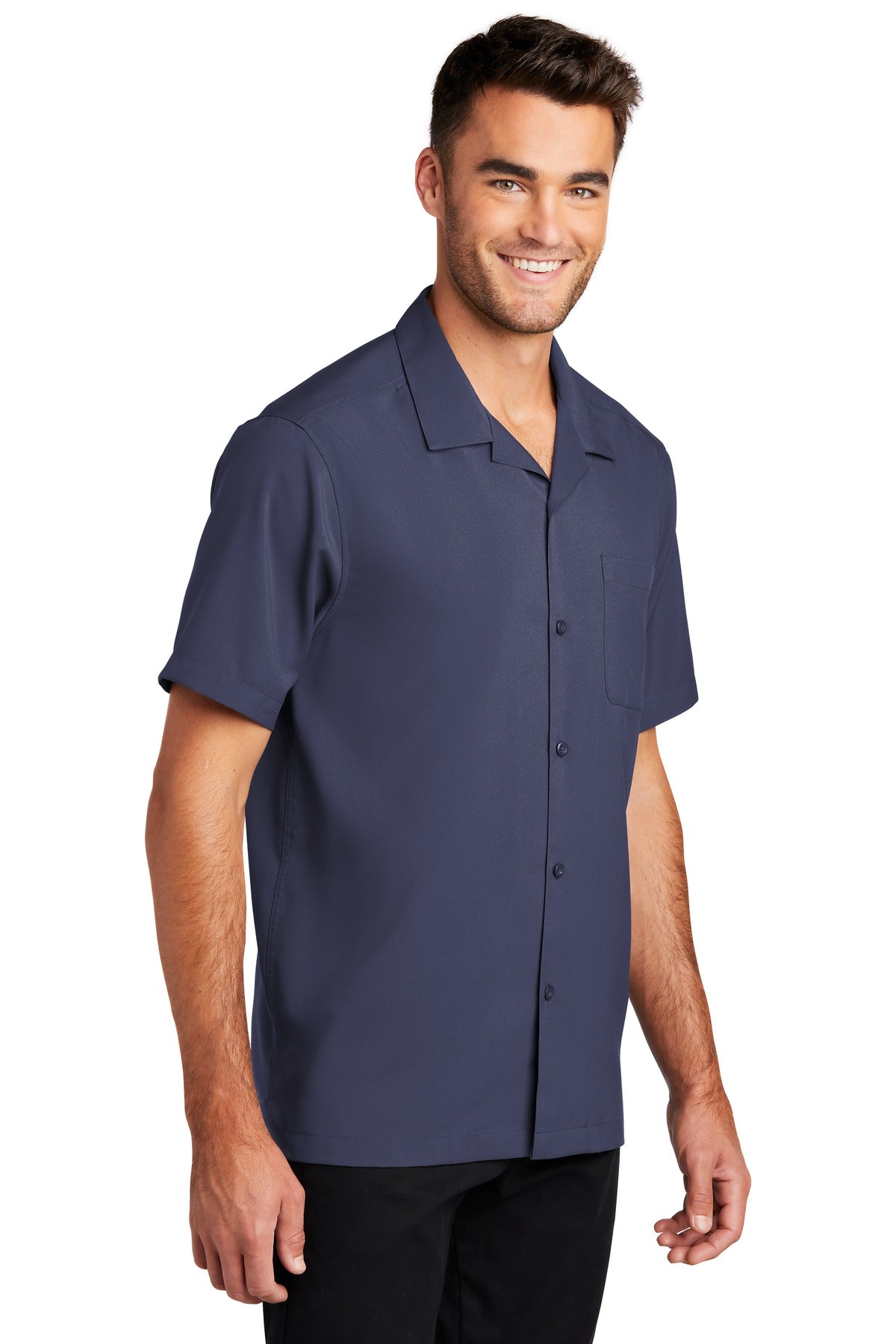 True Navy Port Authority Short Sleeve Performance Staff Shirt W400
