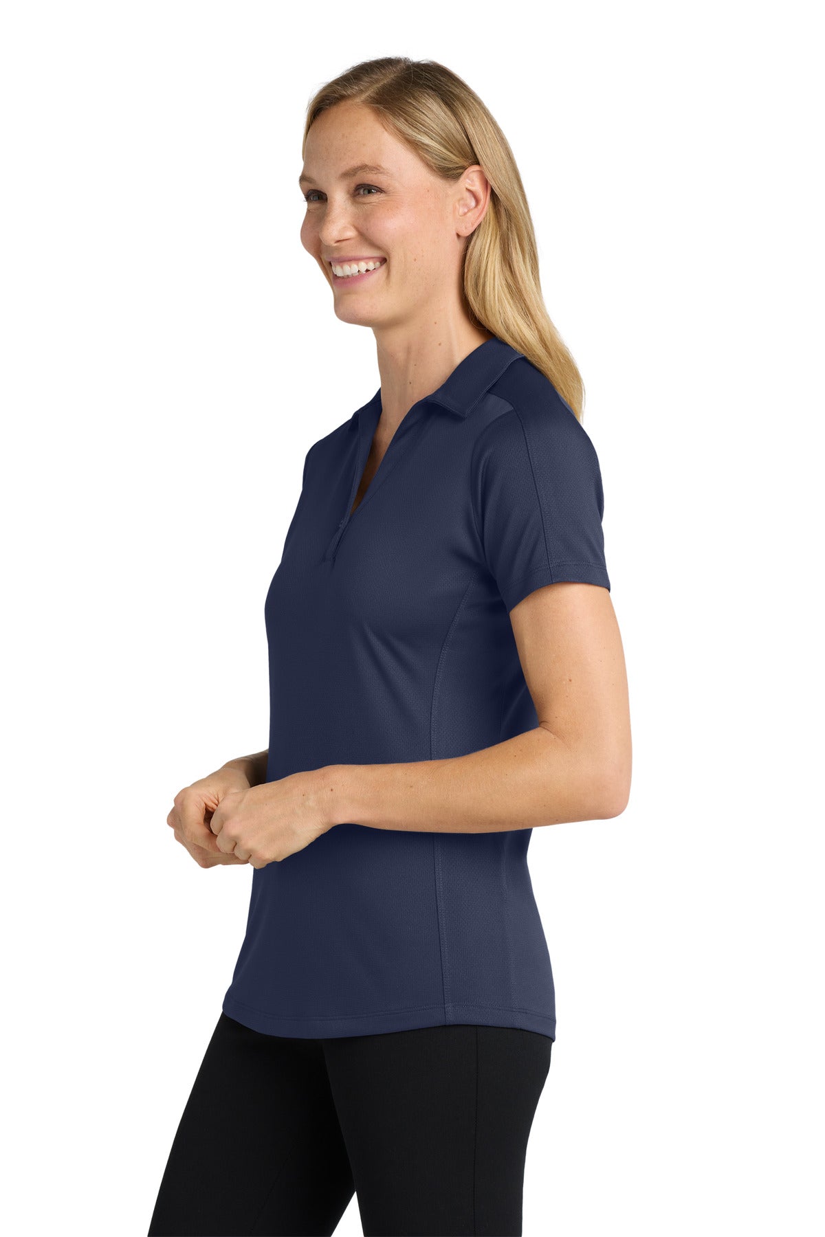 True Navy Port Authority Women's Diamond Jacquard Polo. L569