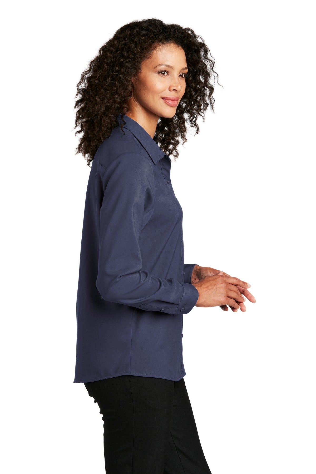 True Navy Port Authority Women's Long Sleeve Performance Staff Shirt LW401