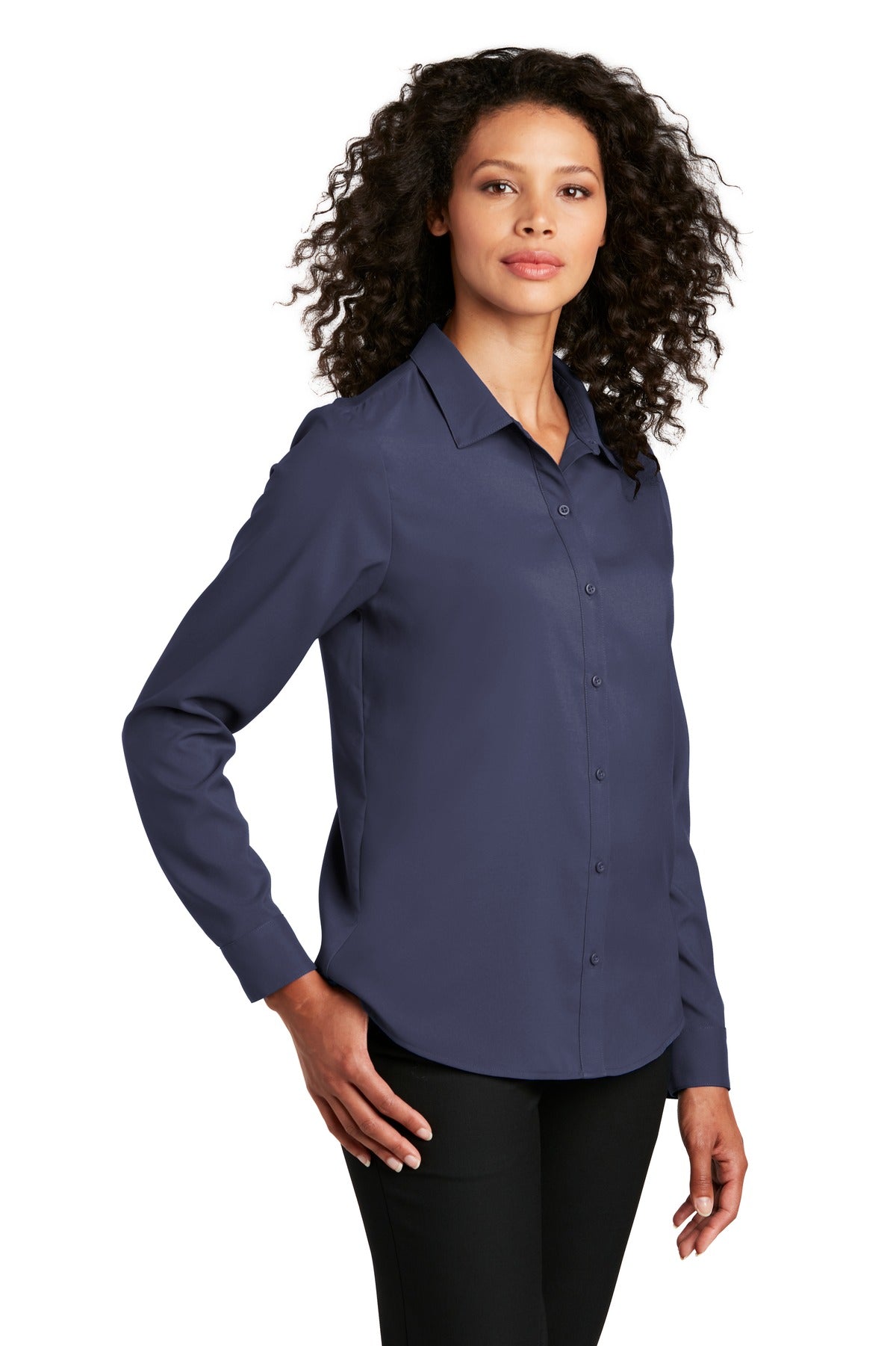 True Navy Port Authority Women's Long Sleeve Performance Staff Shirt LW401