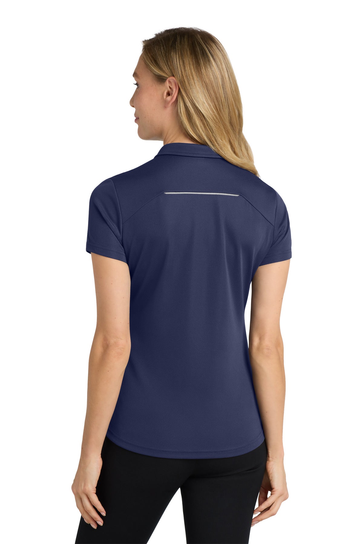 True Navy Port Authority Women's Pinpoint Mesh Zip Polo. L580