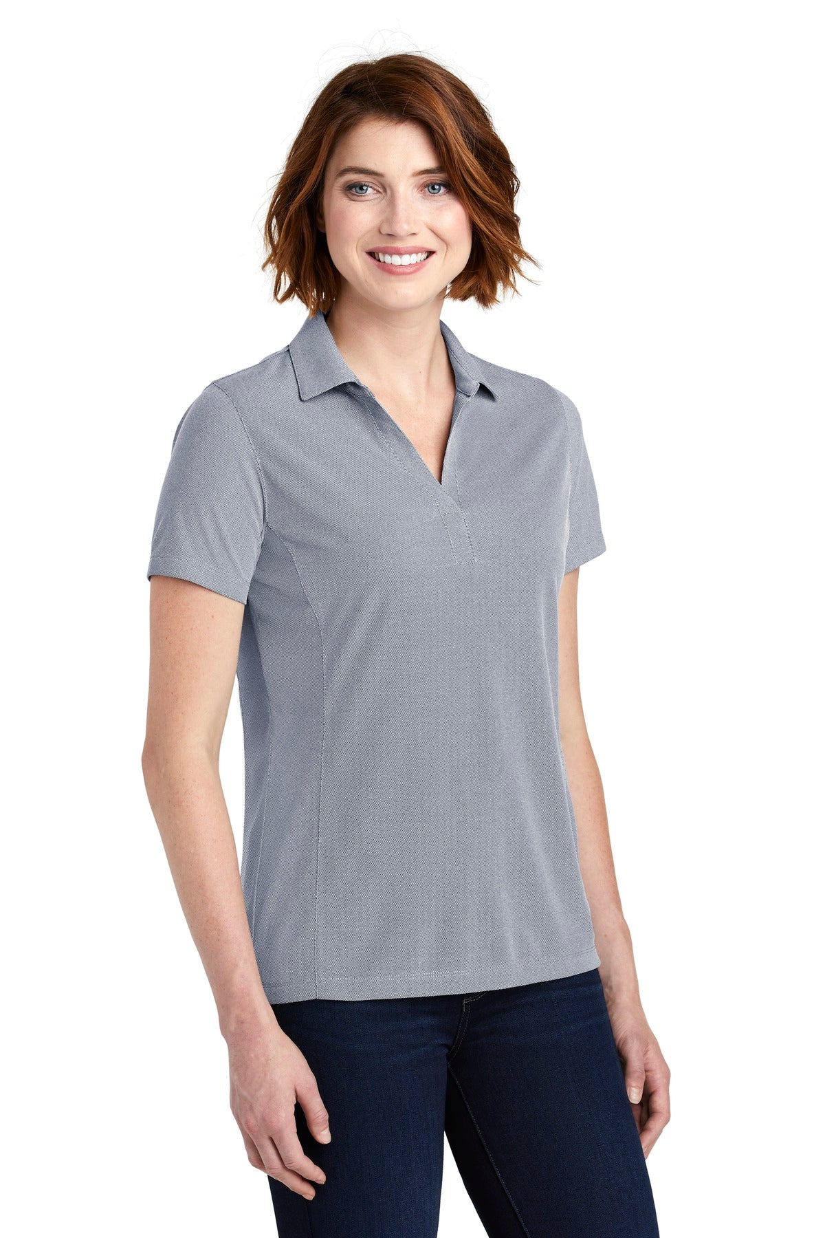 True Navy Port Authority Women's Poly Oxford Pique Polo. LK582