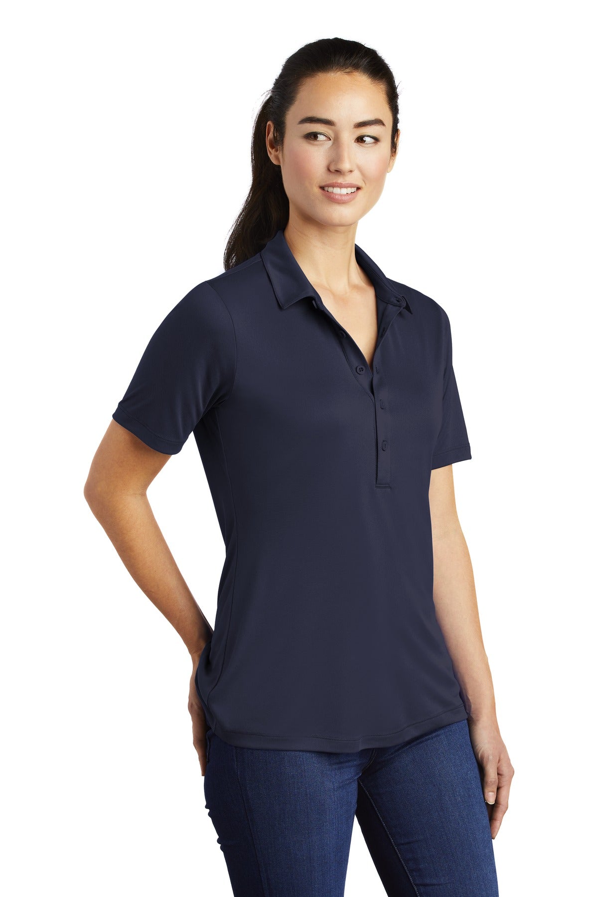 True Navy Sport-Tek Women's Posi-UV Pro Polo. LST520