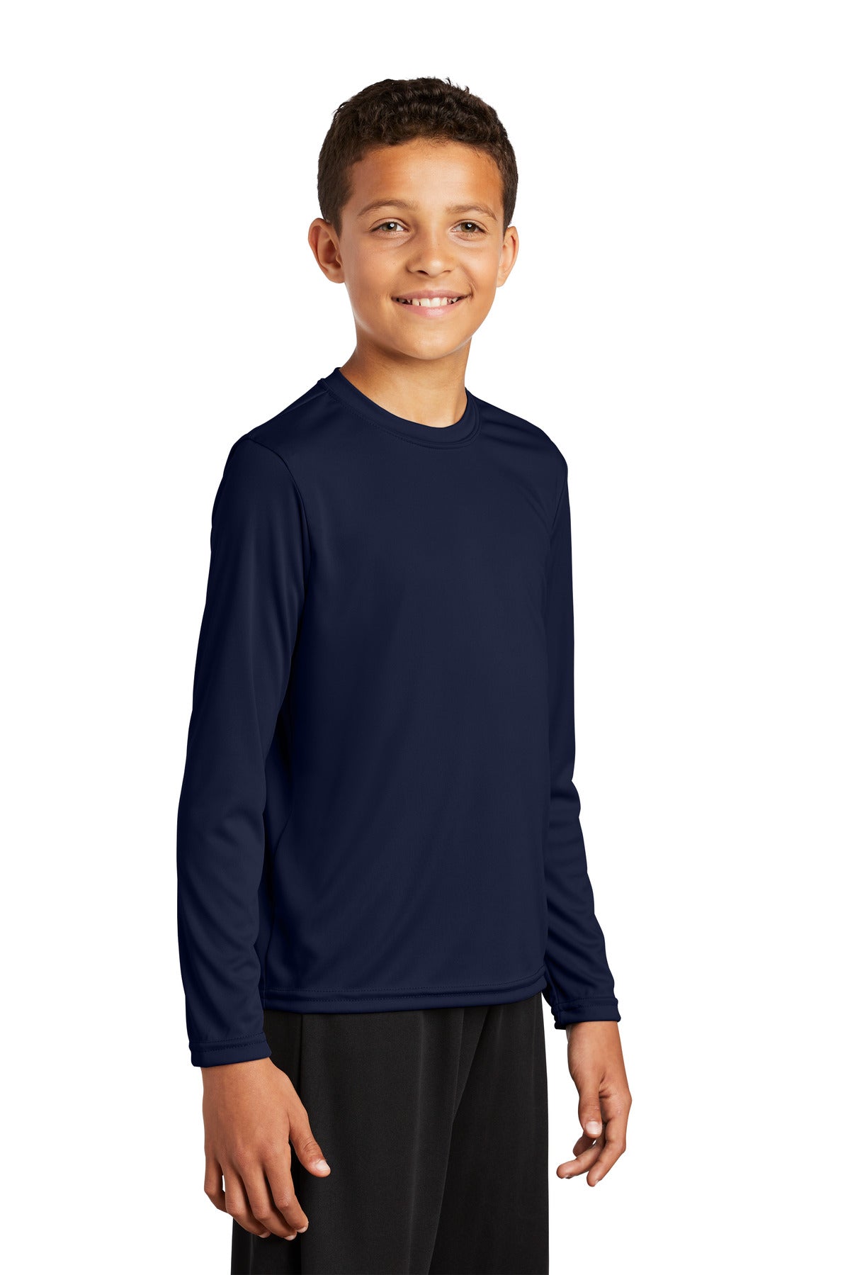 True Navy Sport-Tek Youth Long Sleeve PosiCharge Competitor Tee. YST350LS