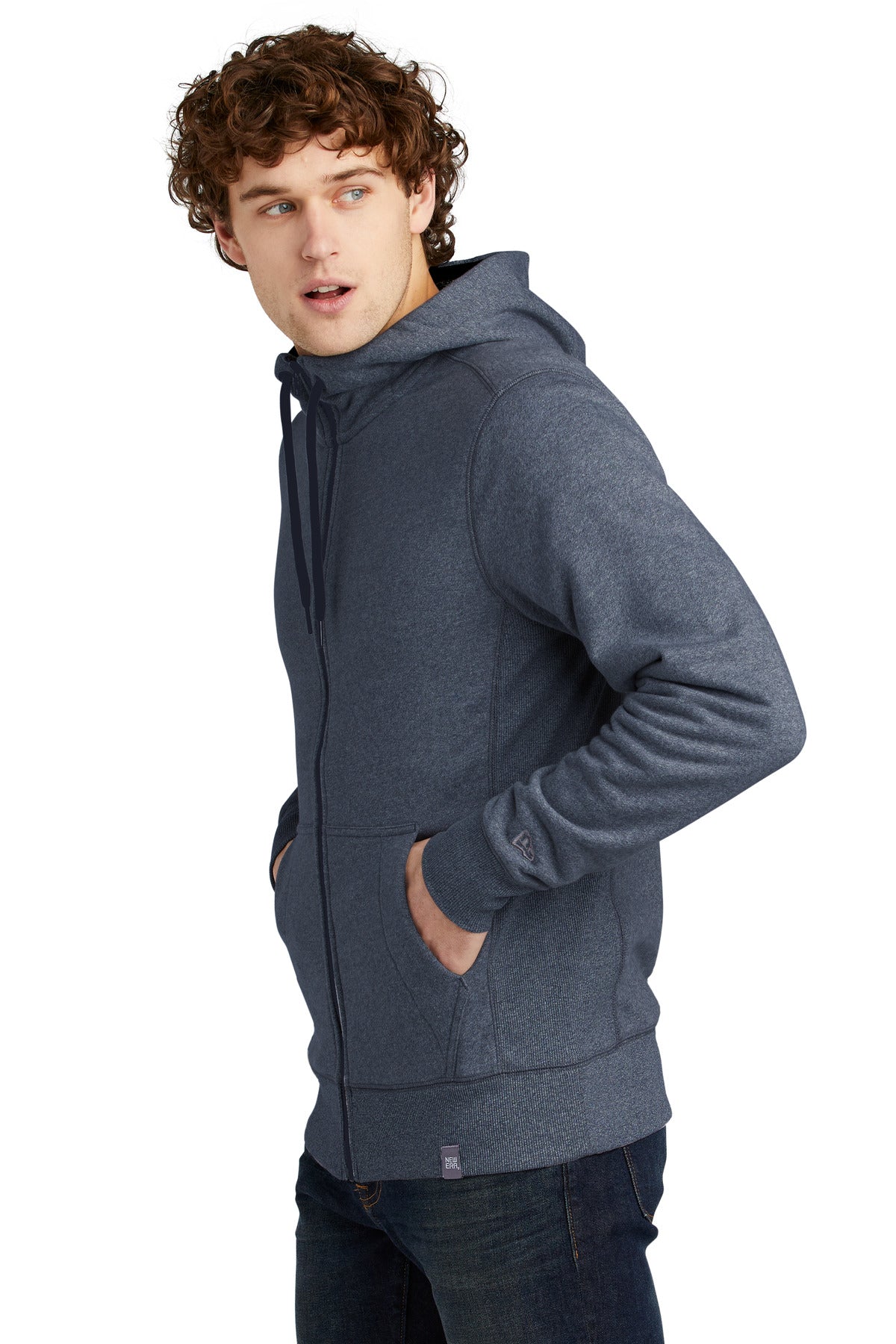 True Navy Twst New Era French Terry Full-Zip Hoodie. NEA502