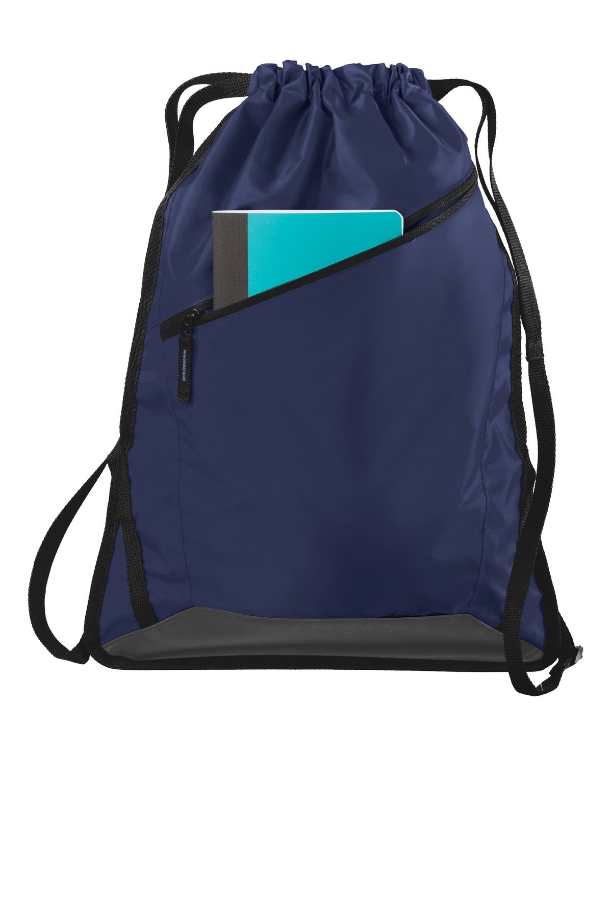 True Navy/Blk Port Authority Zip-It Cinch Pack. BG616