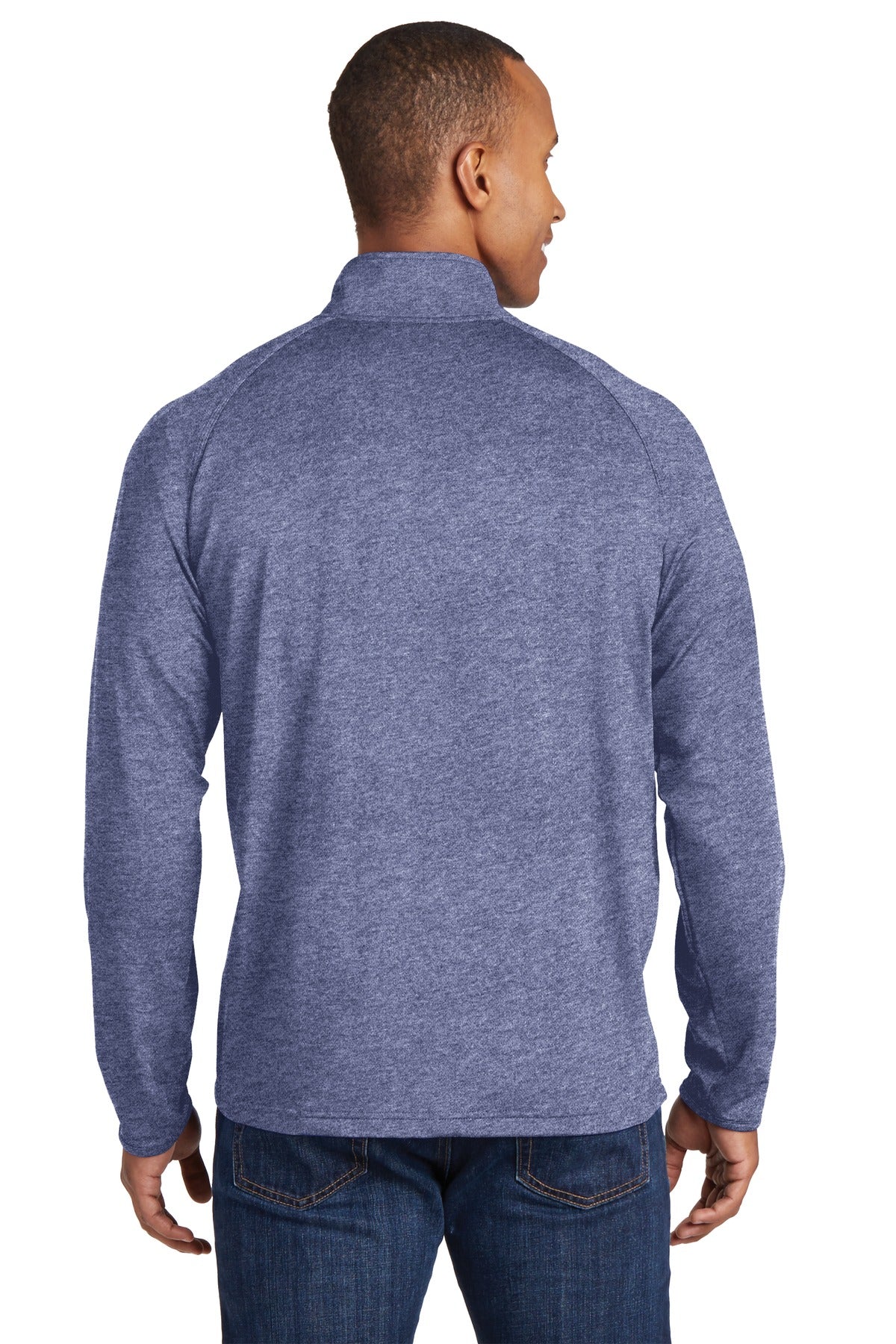 True Nvy Hthr Sport-Tek Tall Sport-Wick Stretch 1/4-Zip Pullover. TST850