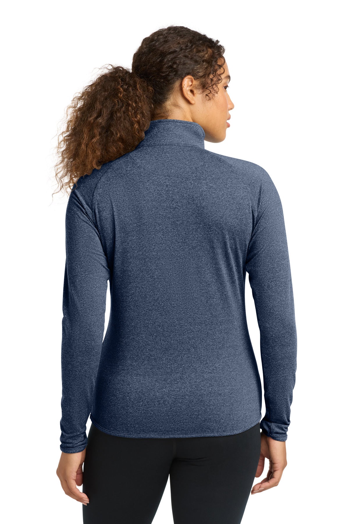 True Nvy Hthr Sport-Tek Women's Sport-Wick Stretch 1/4-Zip Pullover. LST850