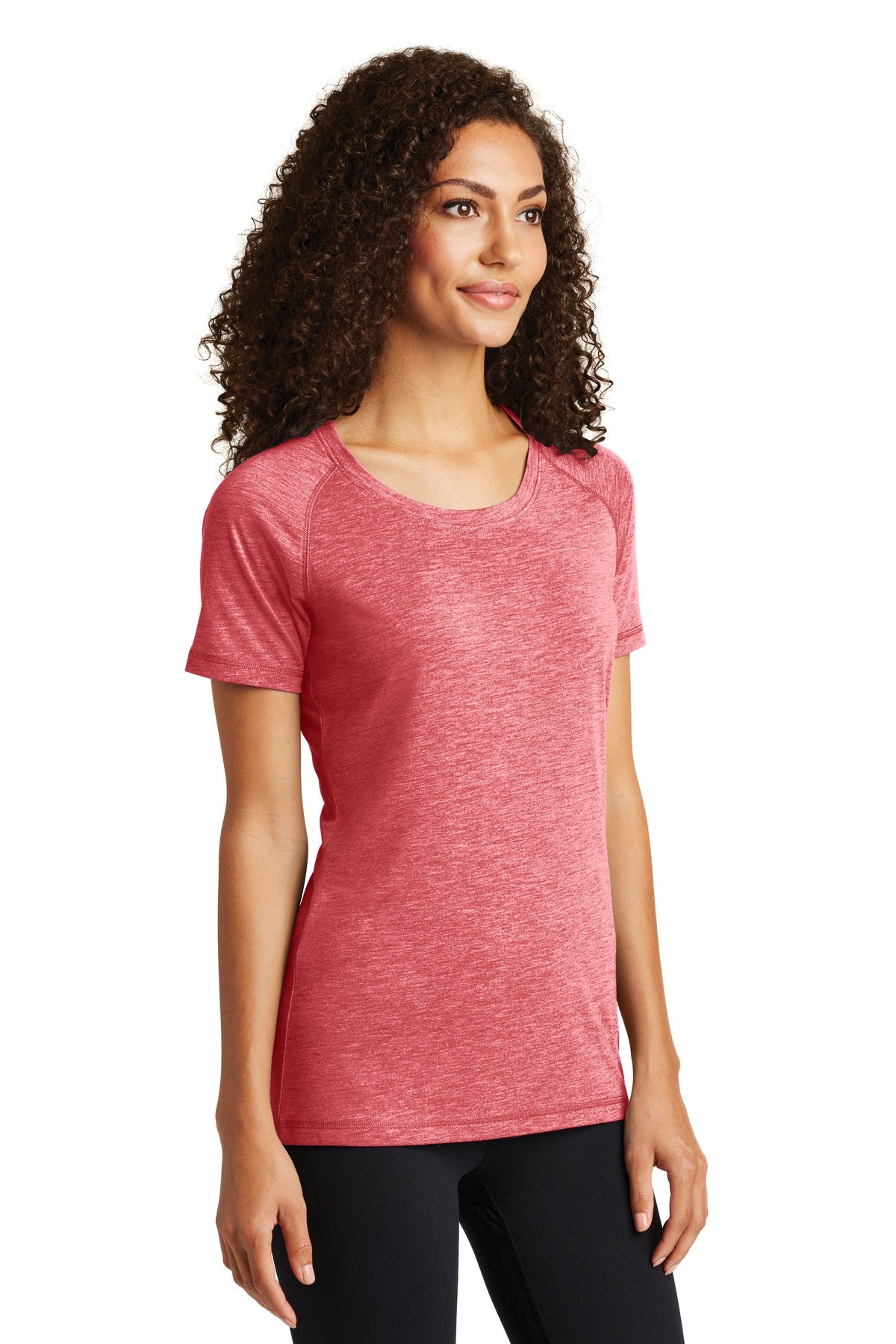True Red Hthr Sport-Tek Women's PosiCharge Tri-Blend Wicking Scoop Neck Raglan Tee. LST400