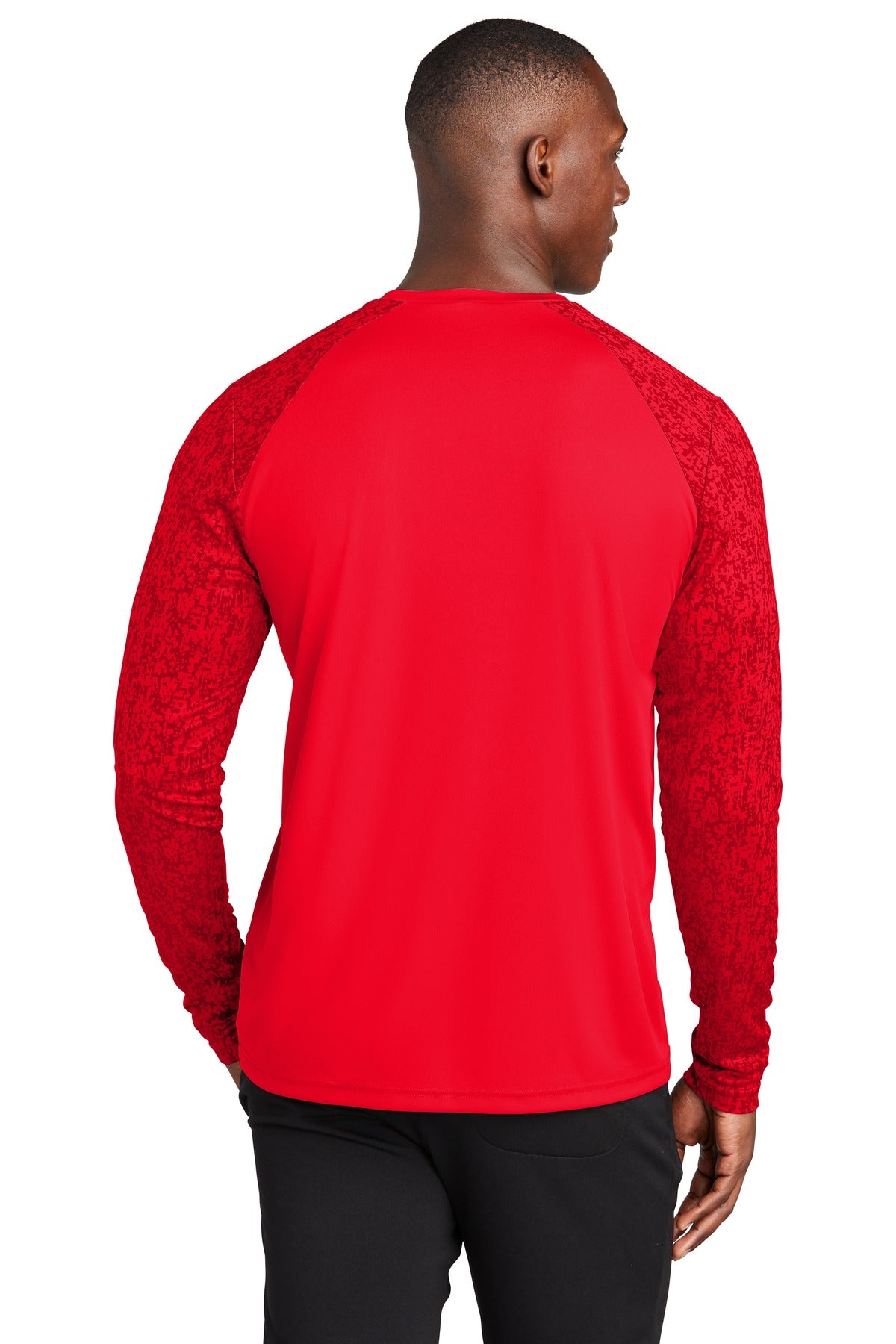 True Red Sport-Tek Long Sleeve Digi Camo Tee. ST460LS