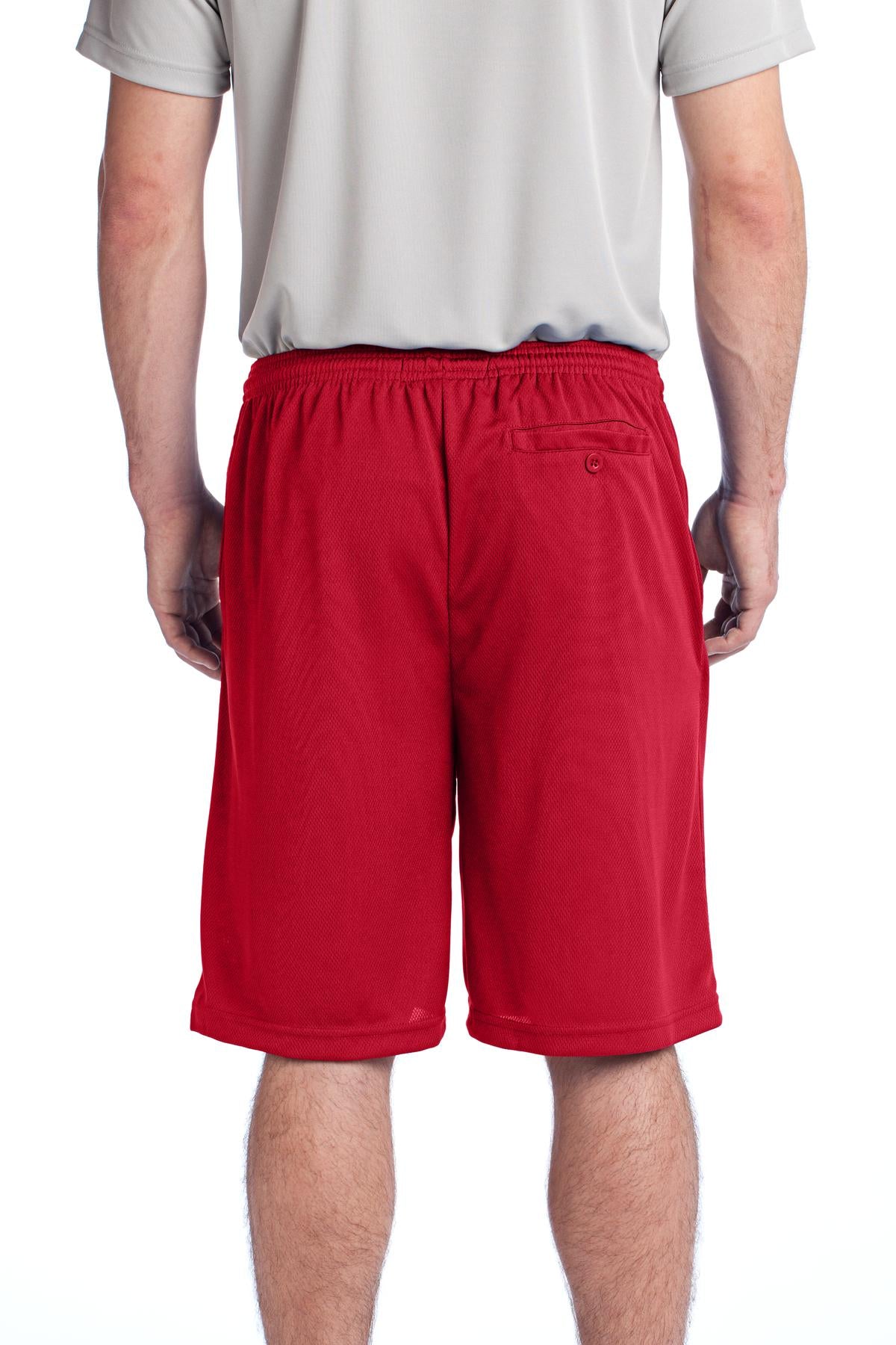 True Red Sport-Tek PosiCharge Tough Mesh Pocket Short. ST312