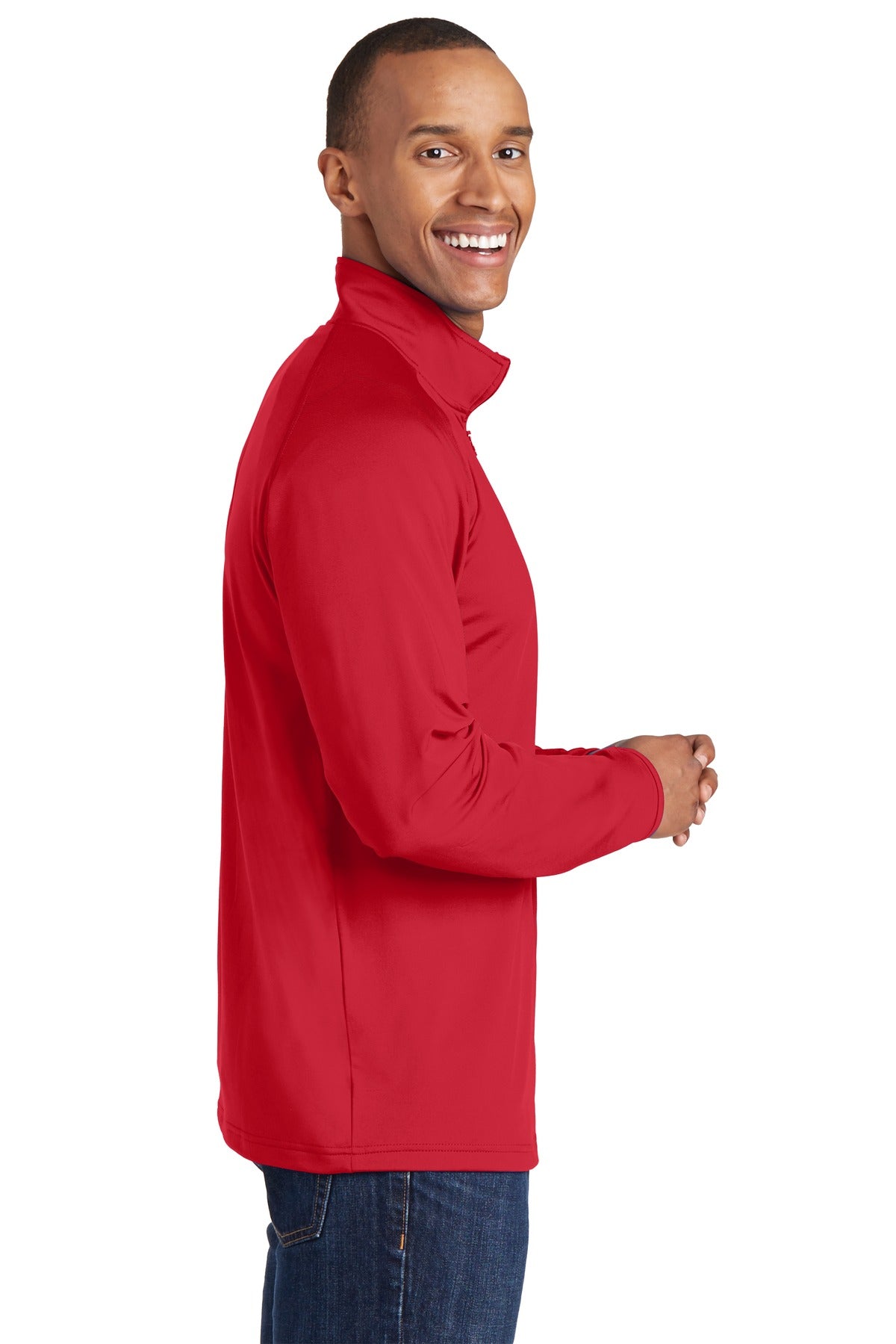 True Red Sport-Tek Tall Sport-Wick Stretch 1/4-Zip Pullover. TST850