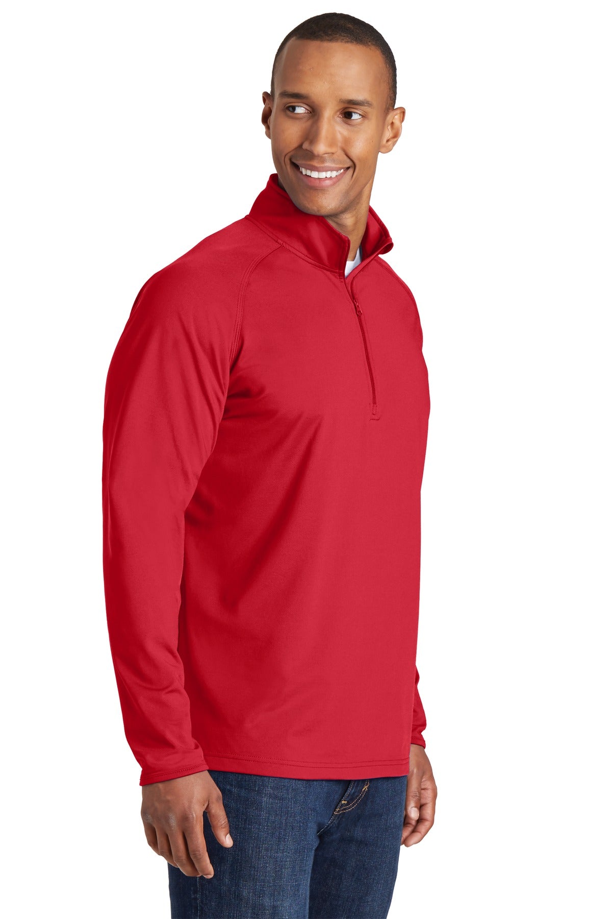 True Red Sport-Tek Tall Sport-Wick Stretch 1/4-Zip Pullover. TST850