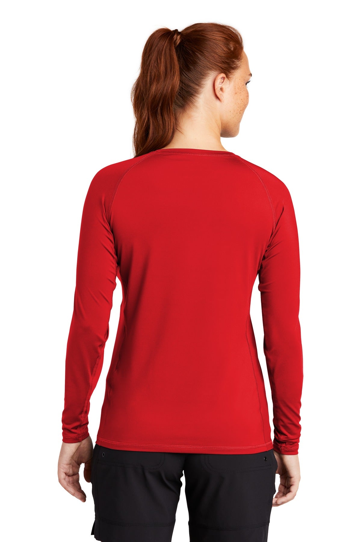 True Red Sport-Tek Women's Long Sleeve Rashguard Tee. LST470LS