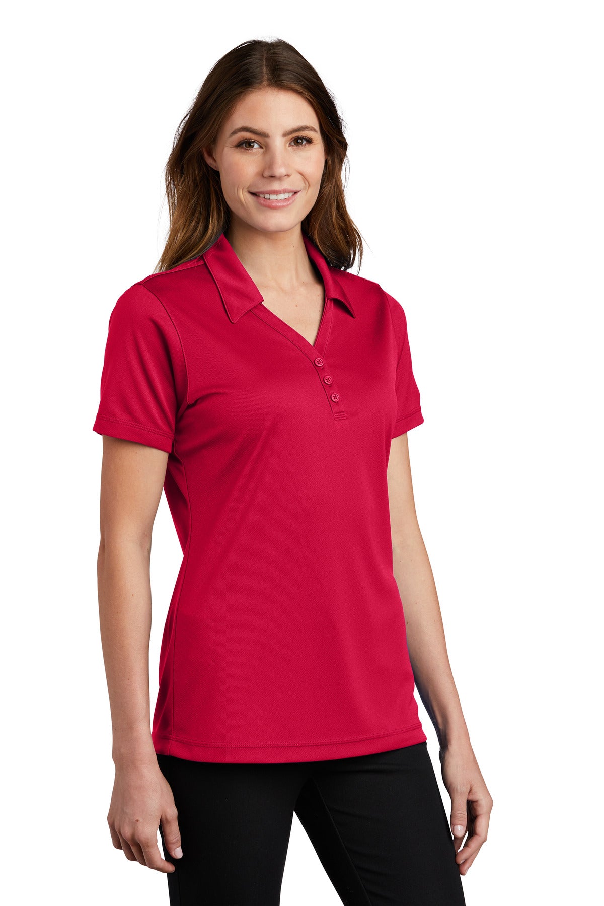True Red Sport-Tek Women's PosiCharge Micro-Mesh Polo. LST680