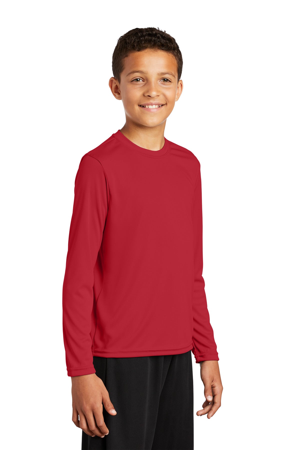 True Red Sport-Tek Youth Long Sleeve PosiCharge Competitor Tee. YST350LS