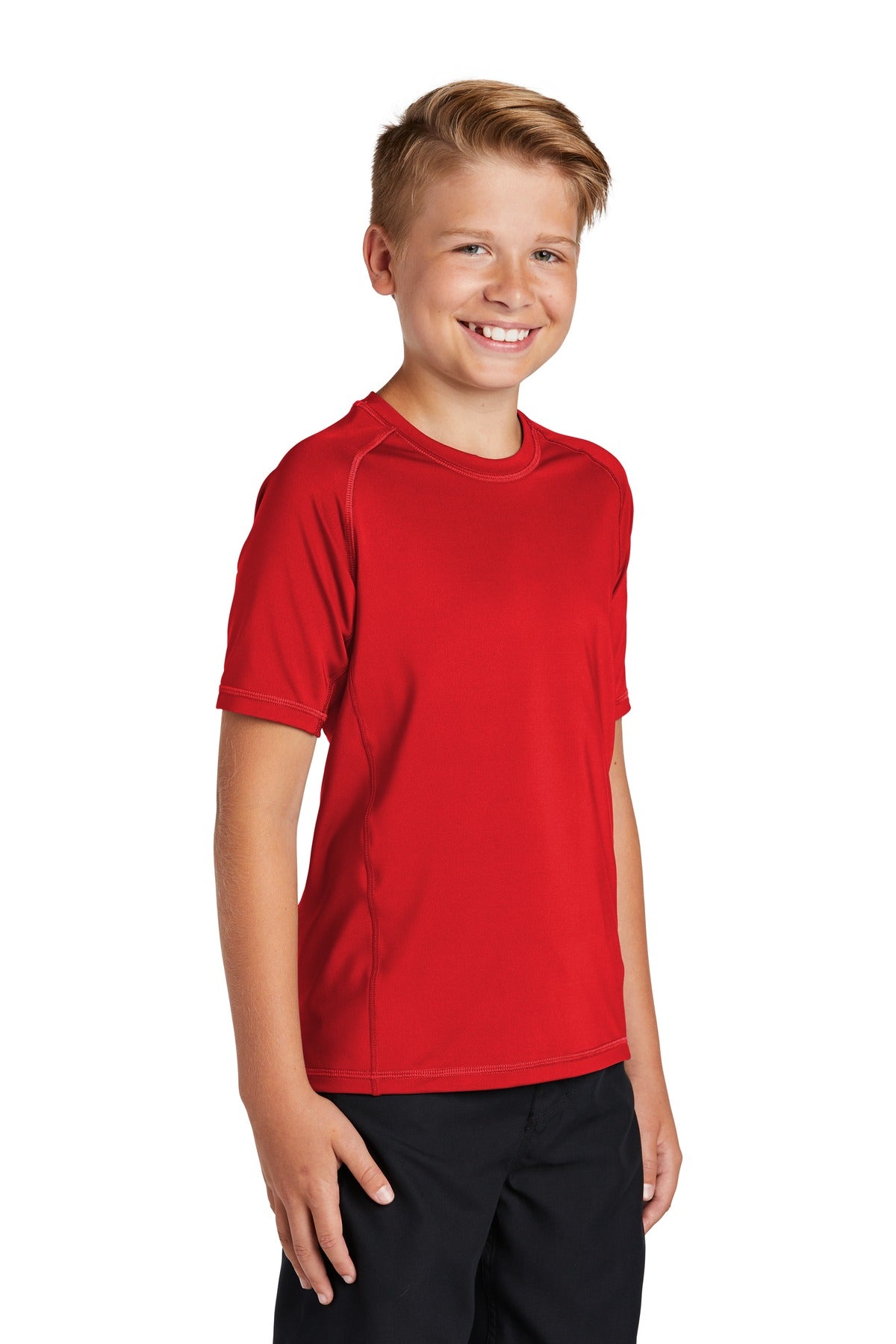 True Red Sport-Tek Youth Rashguard Tee. YST470