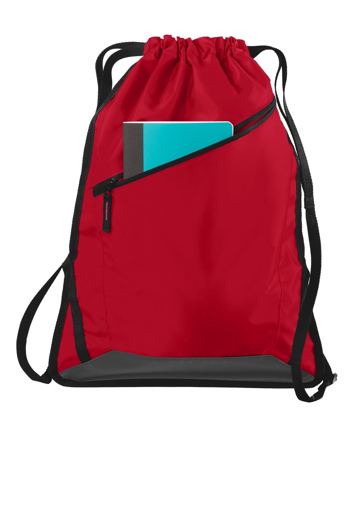True Red/Blk Port Authority Zip-It Cinch Pack. BG616