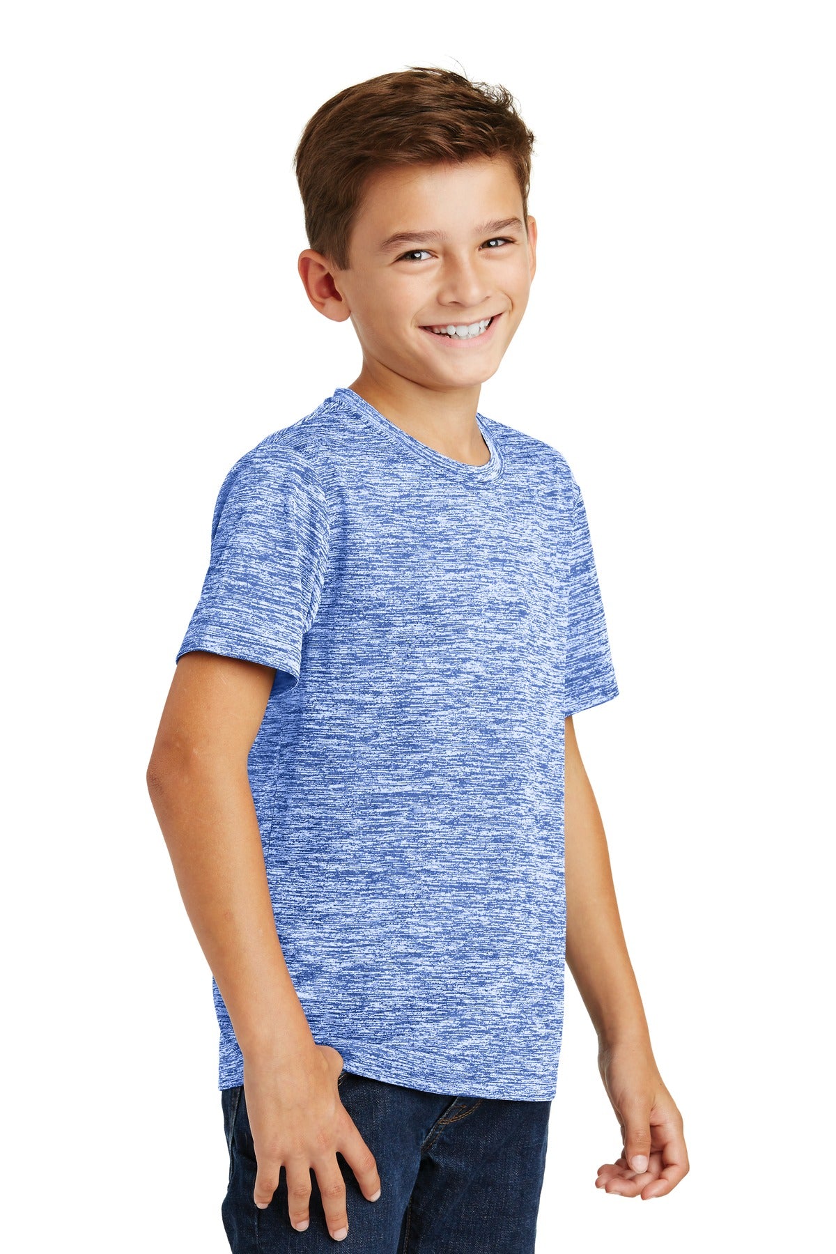 True Royal Ele Sport-Tek Youth PosiCharge Electric Heather Tee. YST390
