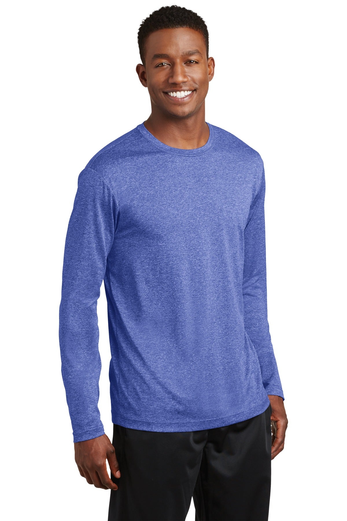 True Royal Hea Sport-Tek Long Sleeve Heather Contender Tee. ST360LS