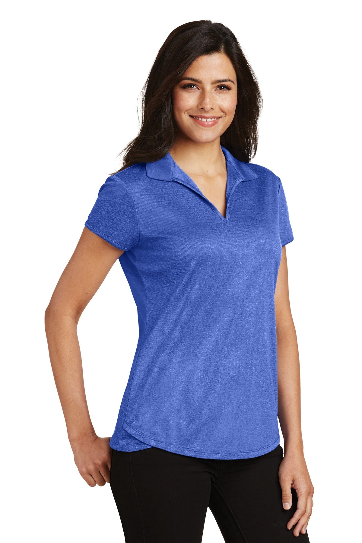 True Royal Hth Port Authority Women's Trace Heather Polo. L576
