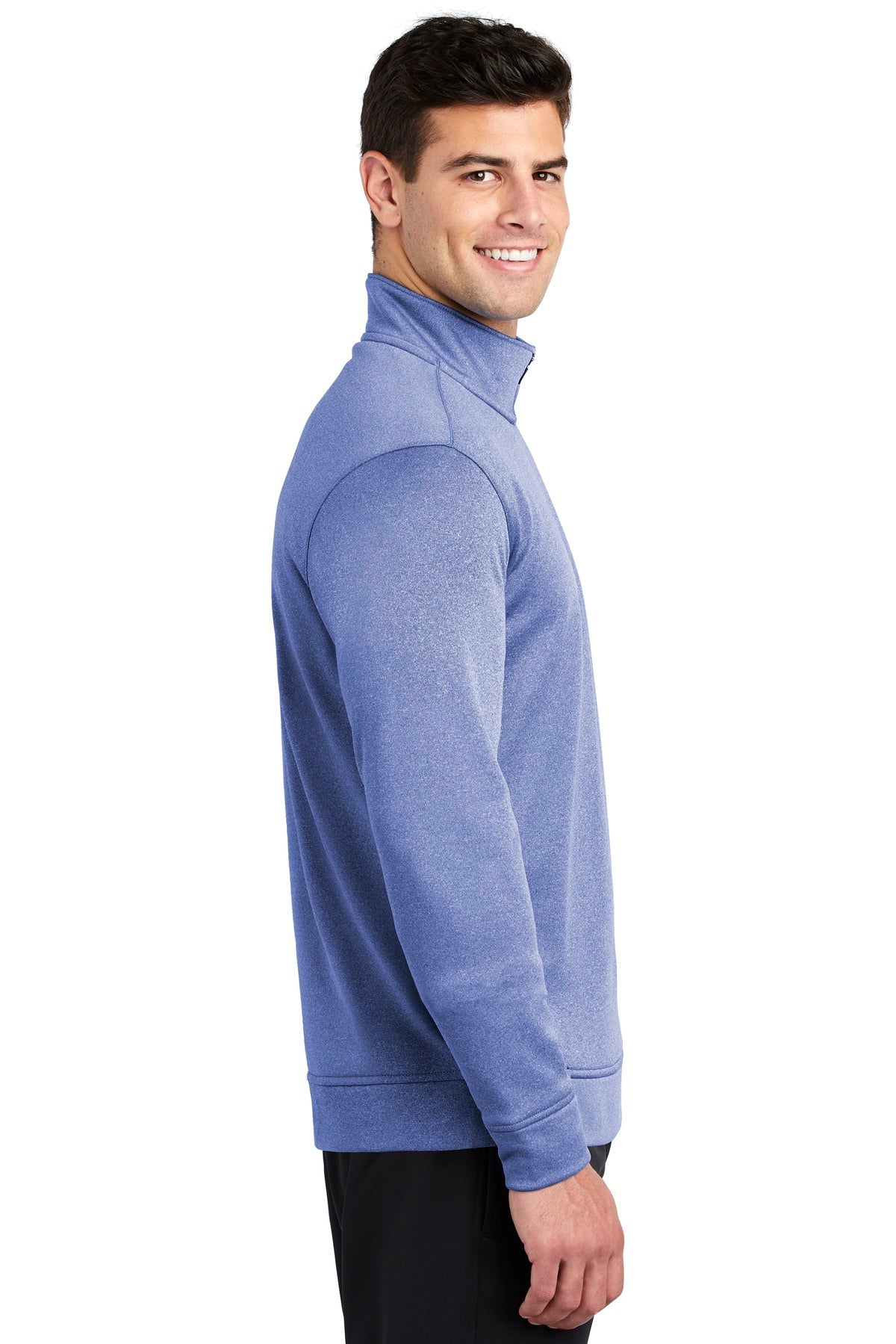True Royal Hth Sport-Tek PosiCharge Sport-Wick Heather Fleece 1/4-Zip Pullover. ST263