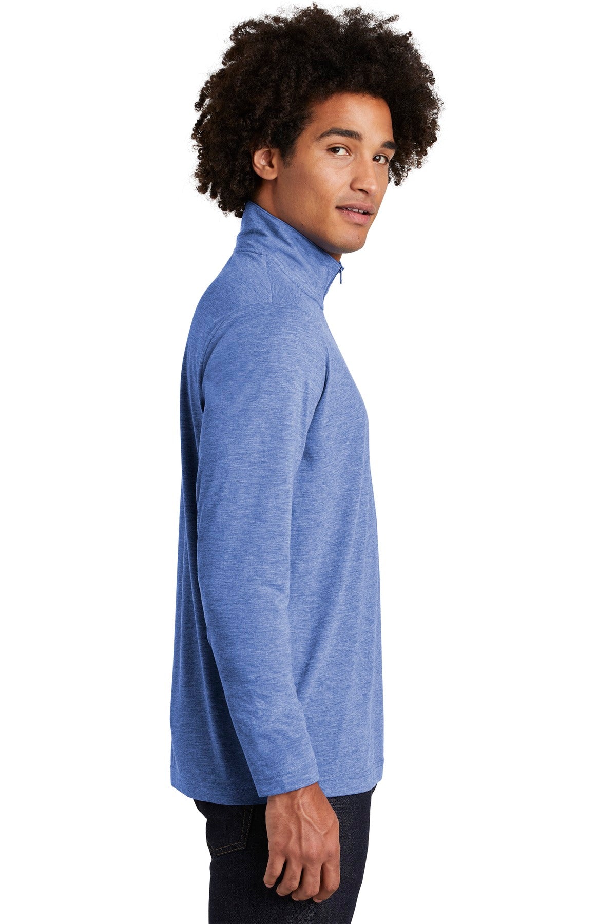 True Royal Hth Sport-Tek PosiCharge Tri-Blend Wicking 1/4-Zip Pullover. ST407