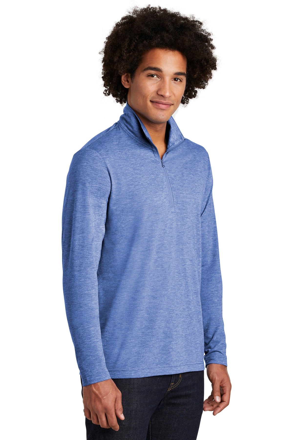 True Royal Hth Sport-Tek PosiCharge Tri-Blend Wicking 1/4-Zip Pullover. ST407