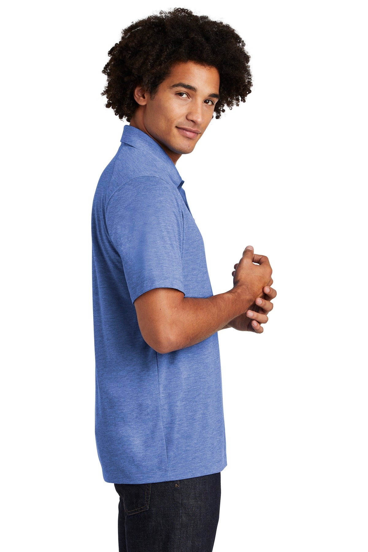 True Royal Hth Sport-Tek PosiCharge Tri-Blend Wicking Polo. ST405