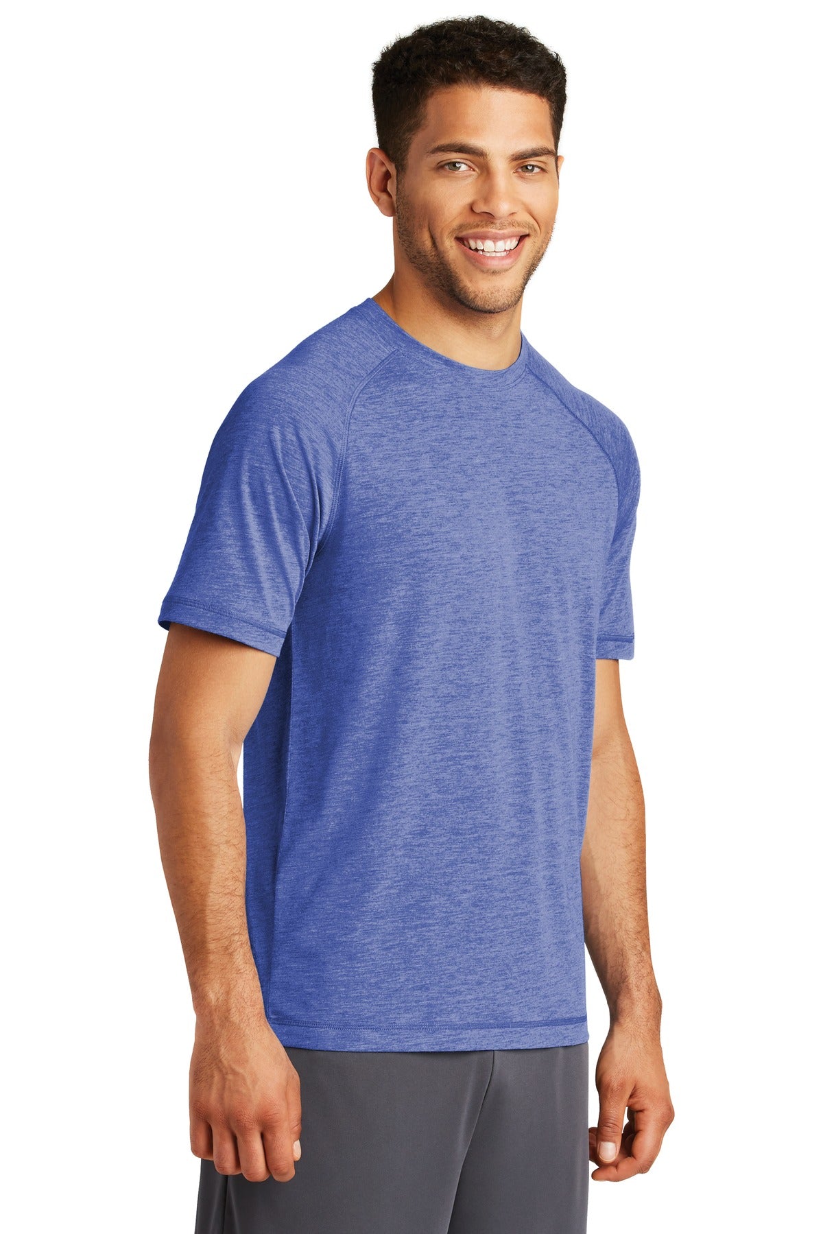 True Royal Hth Sport-Tek PosiCharge Tri-Blend Wicking Raglan Tee. ST400