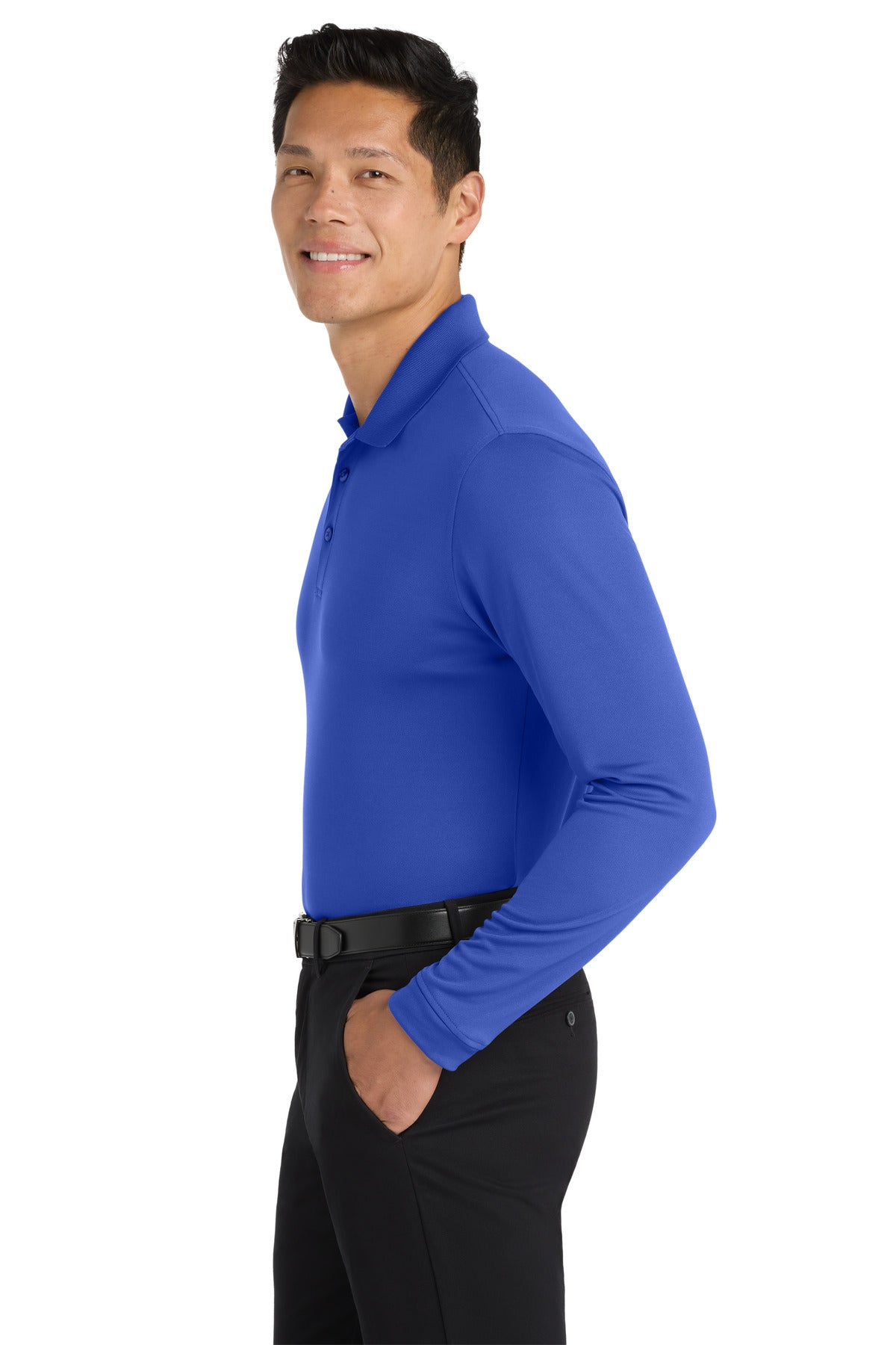 True Royal Port Authority Dry Zone UV Micro-Mesh Long Sleeve Polo K110LS