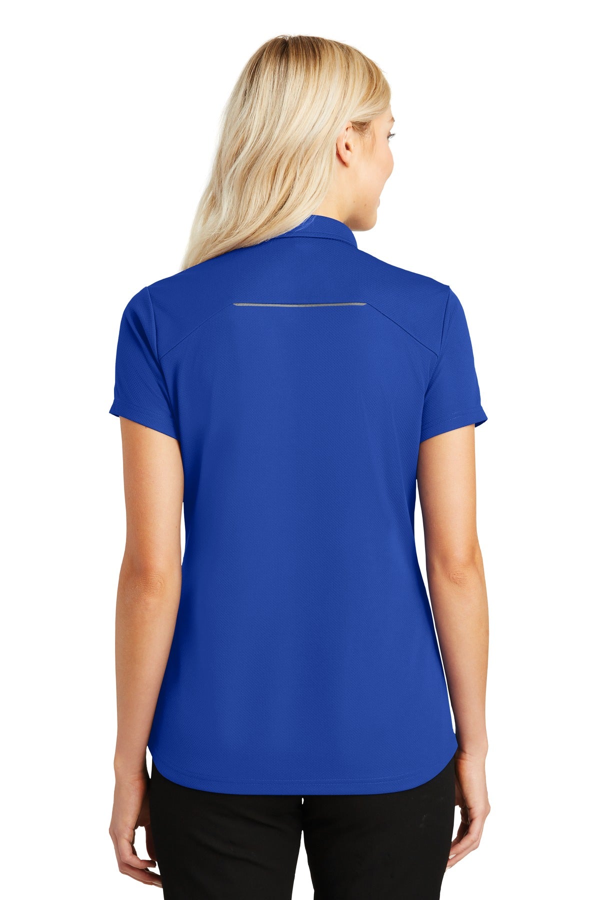 True Royal Port Authority Women's Pinpoint Mesh Zip Polo. L580