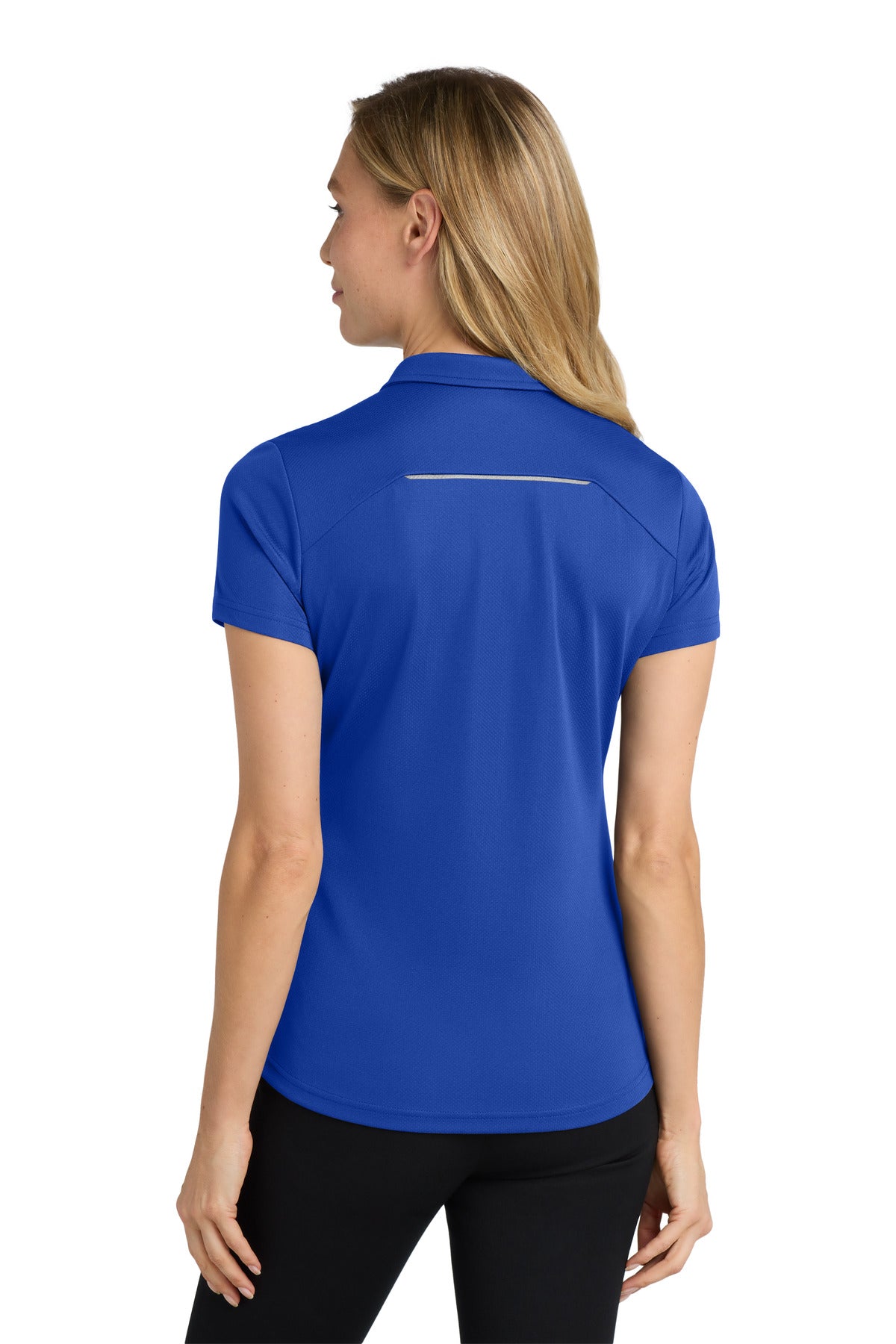 True Royal Port Authority Women's Pinpoint Mesh Zip Polo. L580