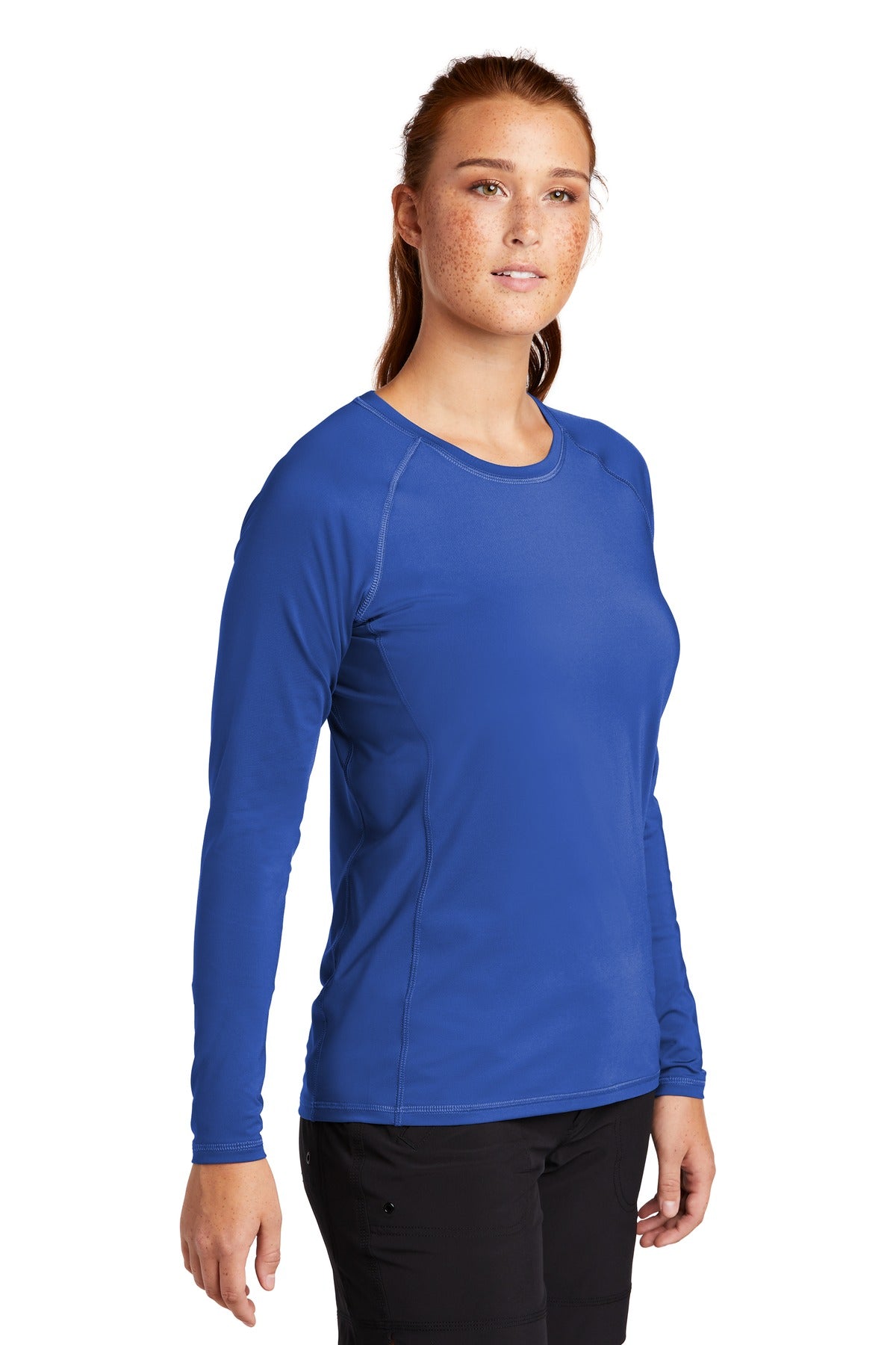 True Royal Sport-Tek Women's Long Sleeve Rashguard Tee. LST470LS